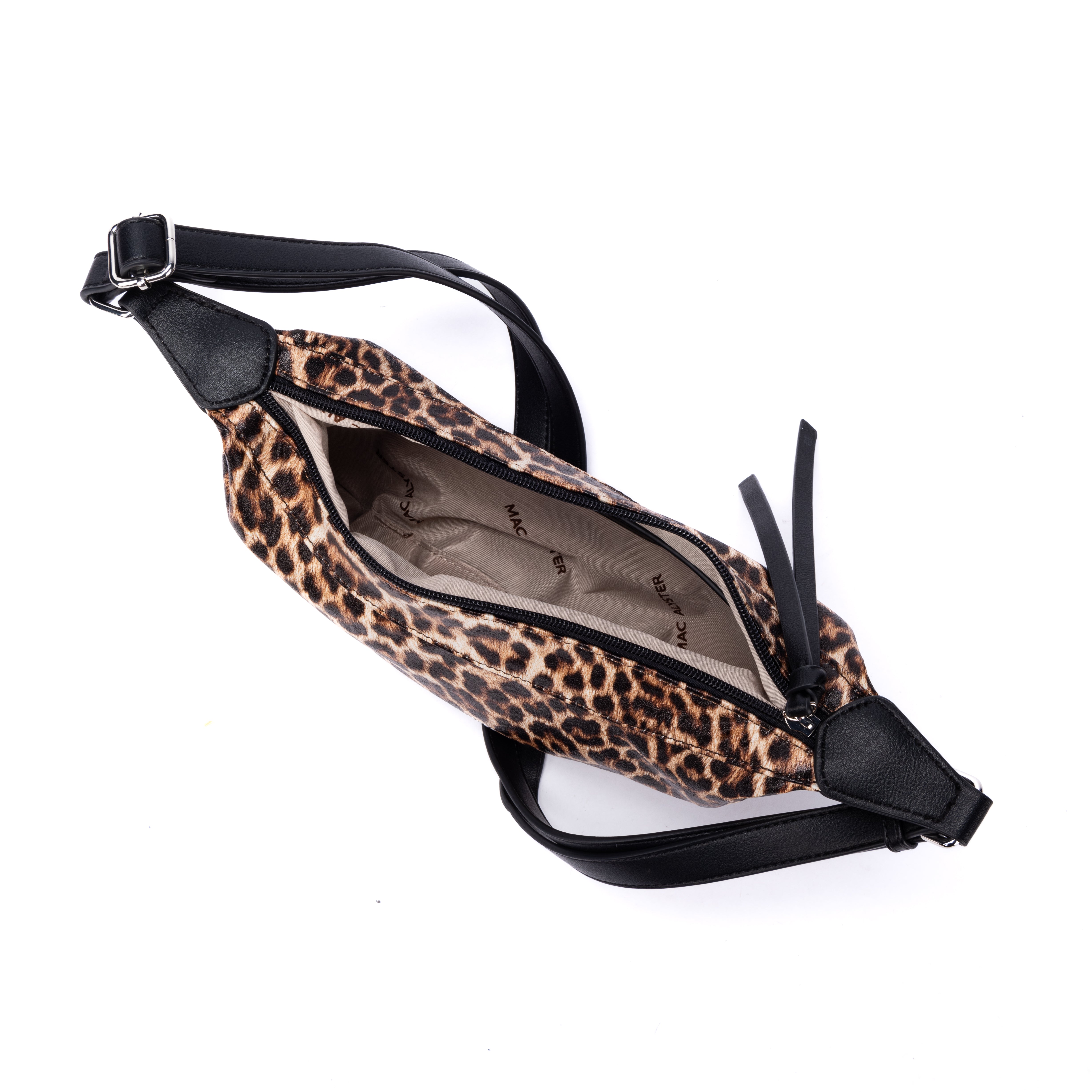 MAC ALYSTER CAPSULE LEOPARD Sac demi-lune Doré imprimé