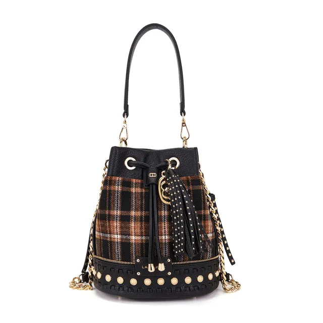 La Carrie Scottish sac seau marron 26 cm tartan