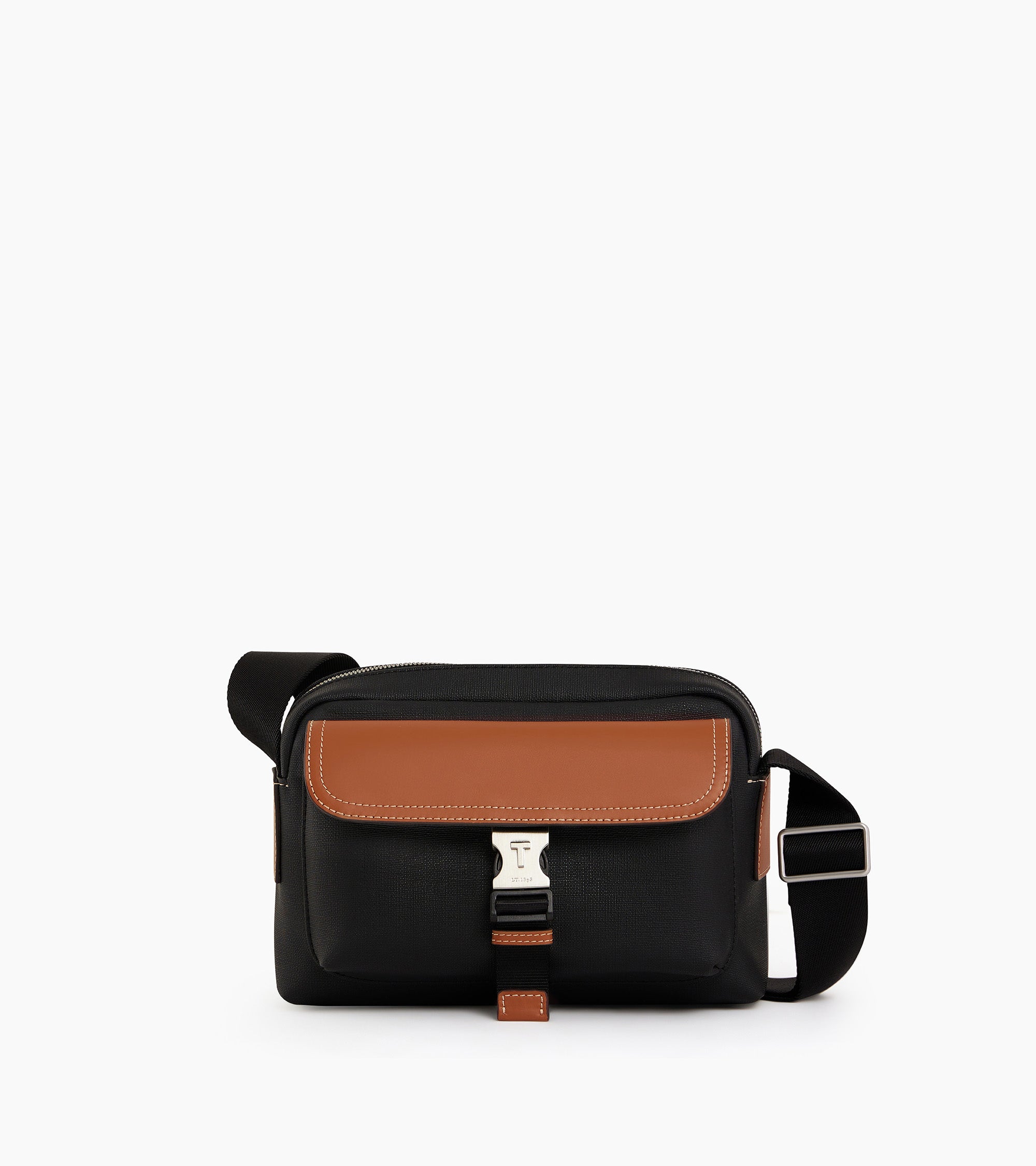 Le Tanneur Maurice petit sac bandoulière toile marron noir