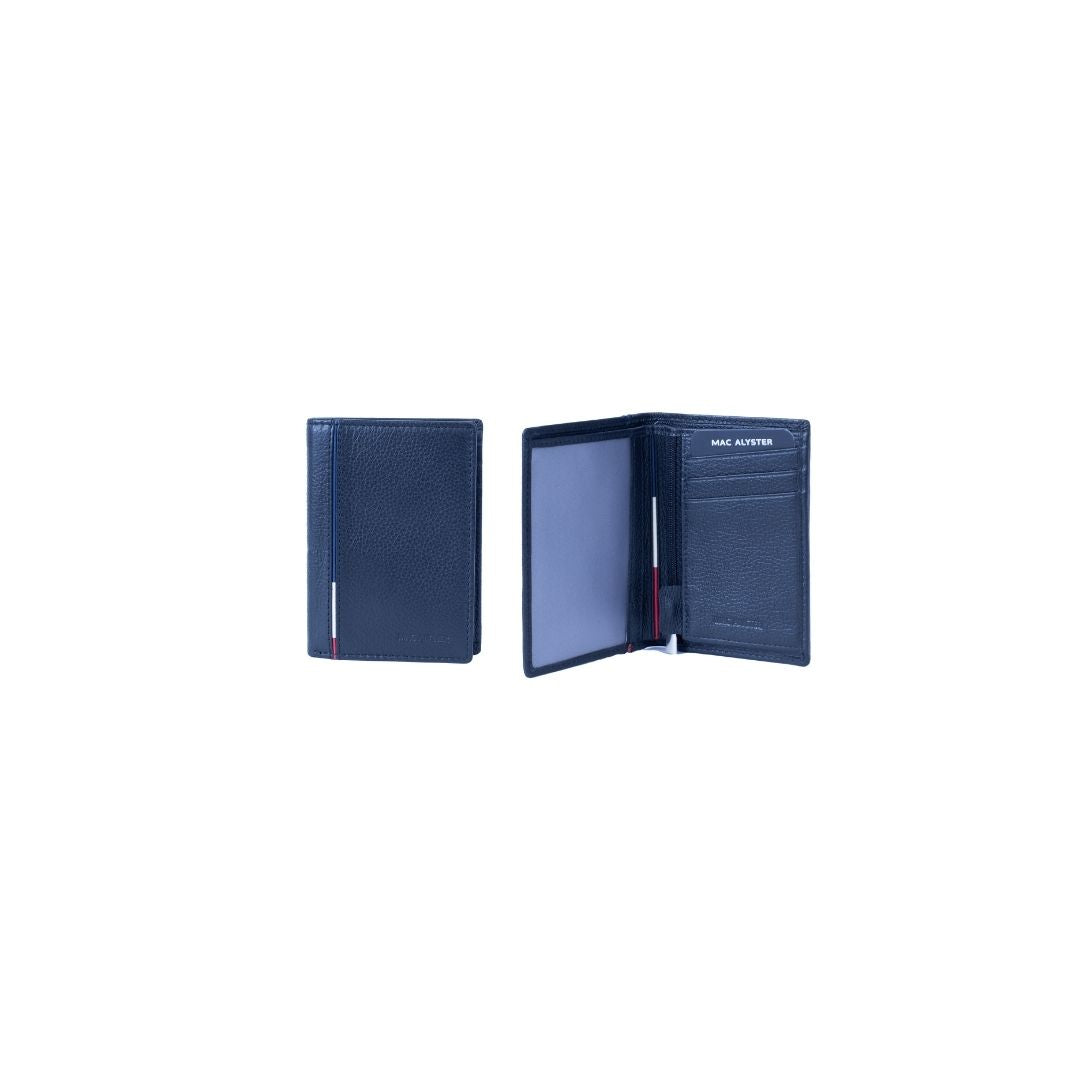 MAC ALYSTER Fleuron petit portefeuille marine grainé