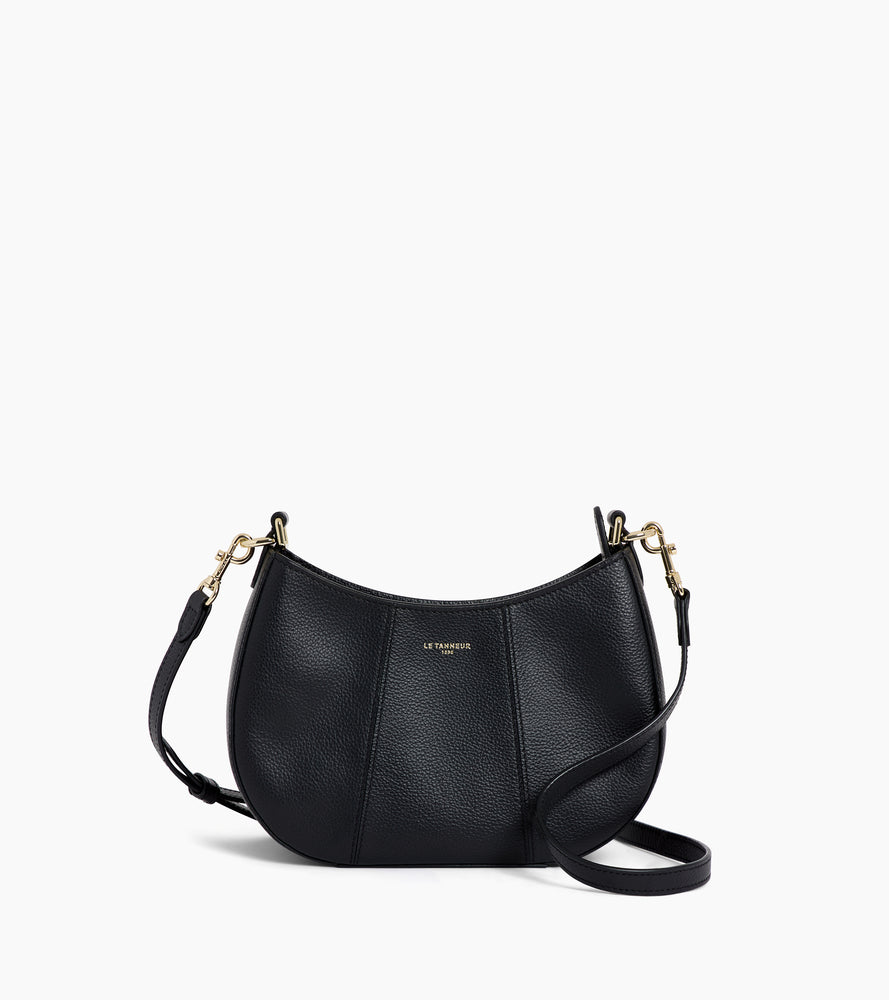 Le Tanneur Juliette petit sac demi-lune sac noir cuir grainé