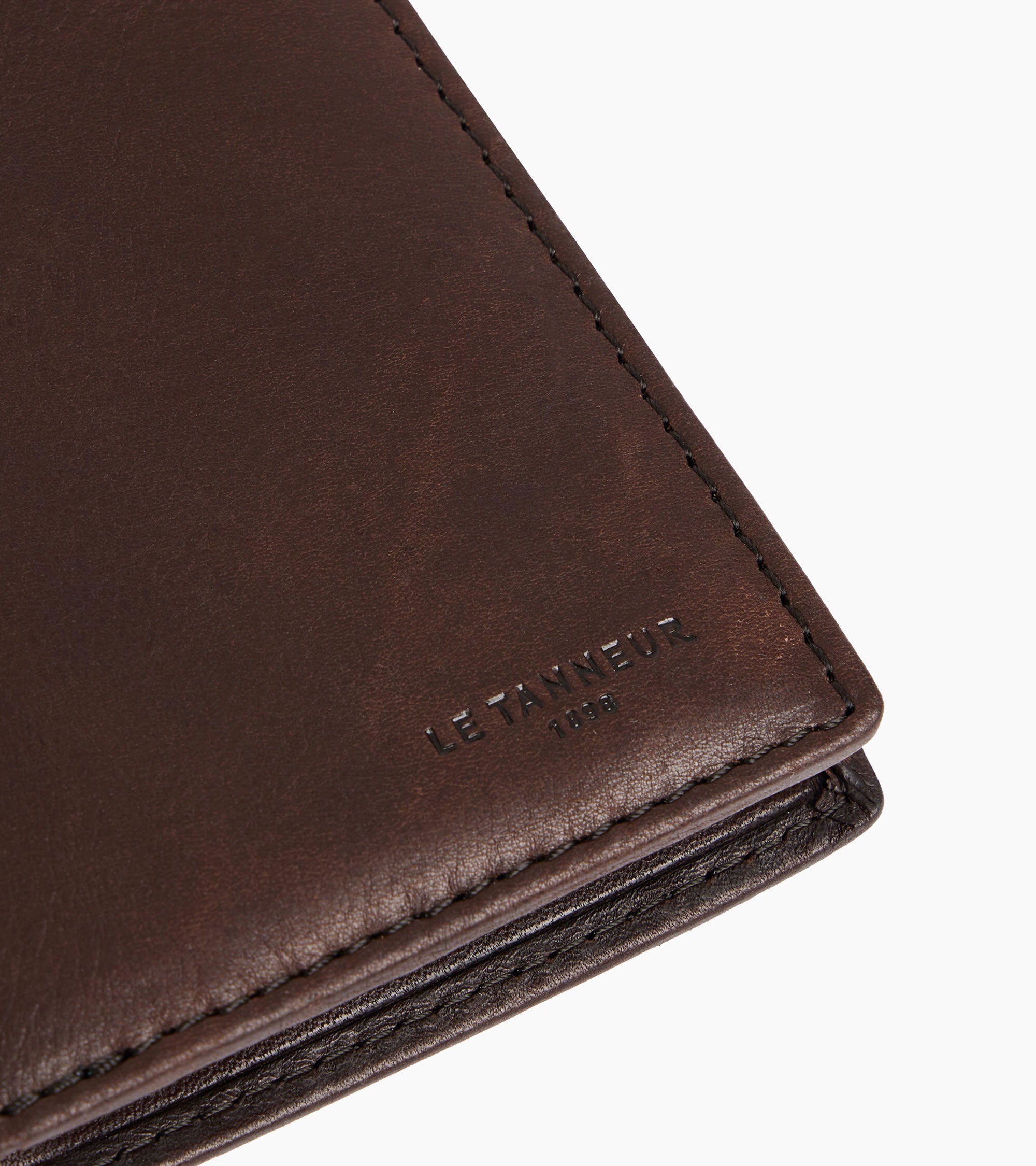 Le Tanneur Gary porte-monnaie boite cuir huile marron
