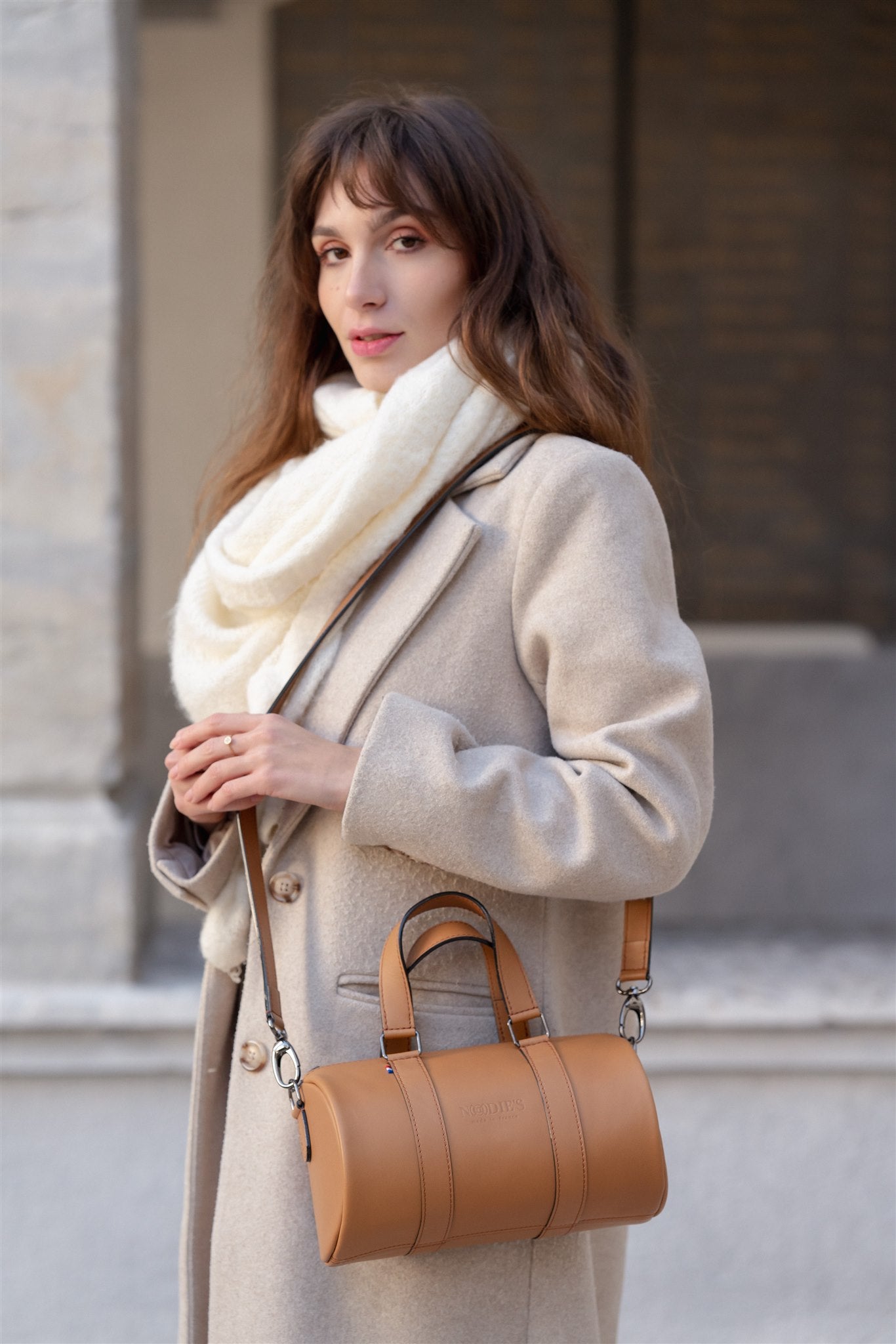 Nodie's Jim cuir camel lisse sac bowling camel