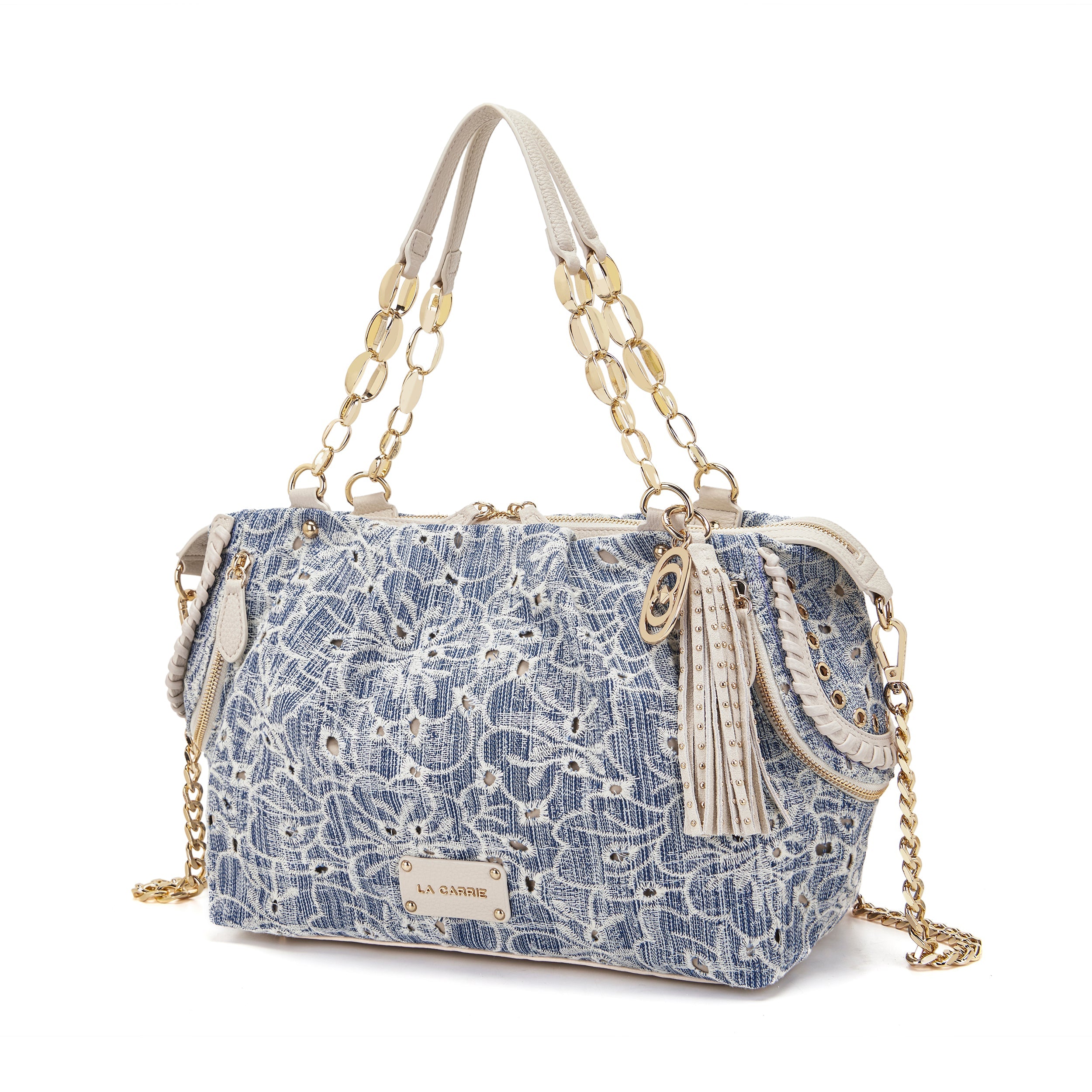 La Carrie Romantic sac shopping jeans brodé