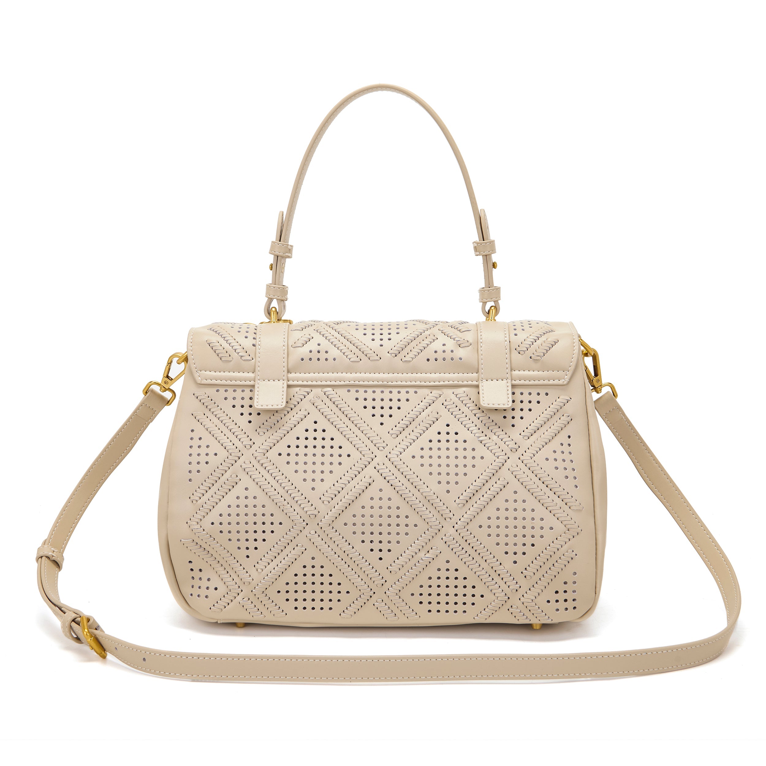 La Carrie Atena Labyrinth cabas cuir ivoire 37x19