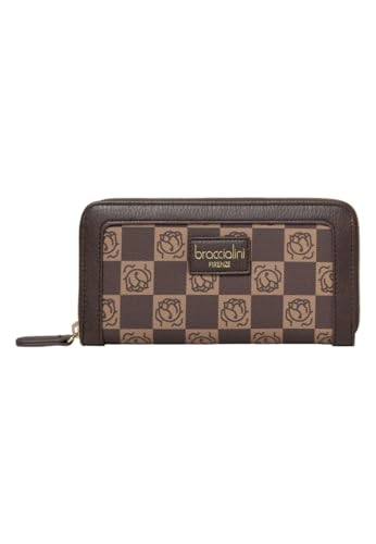 Braccialini Monogram A23BR06 portefeuille zip marron cuir