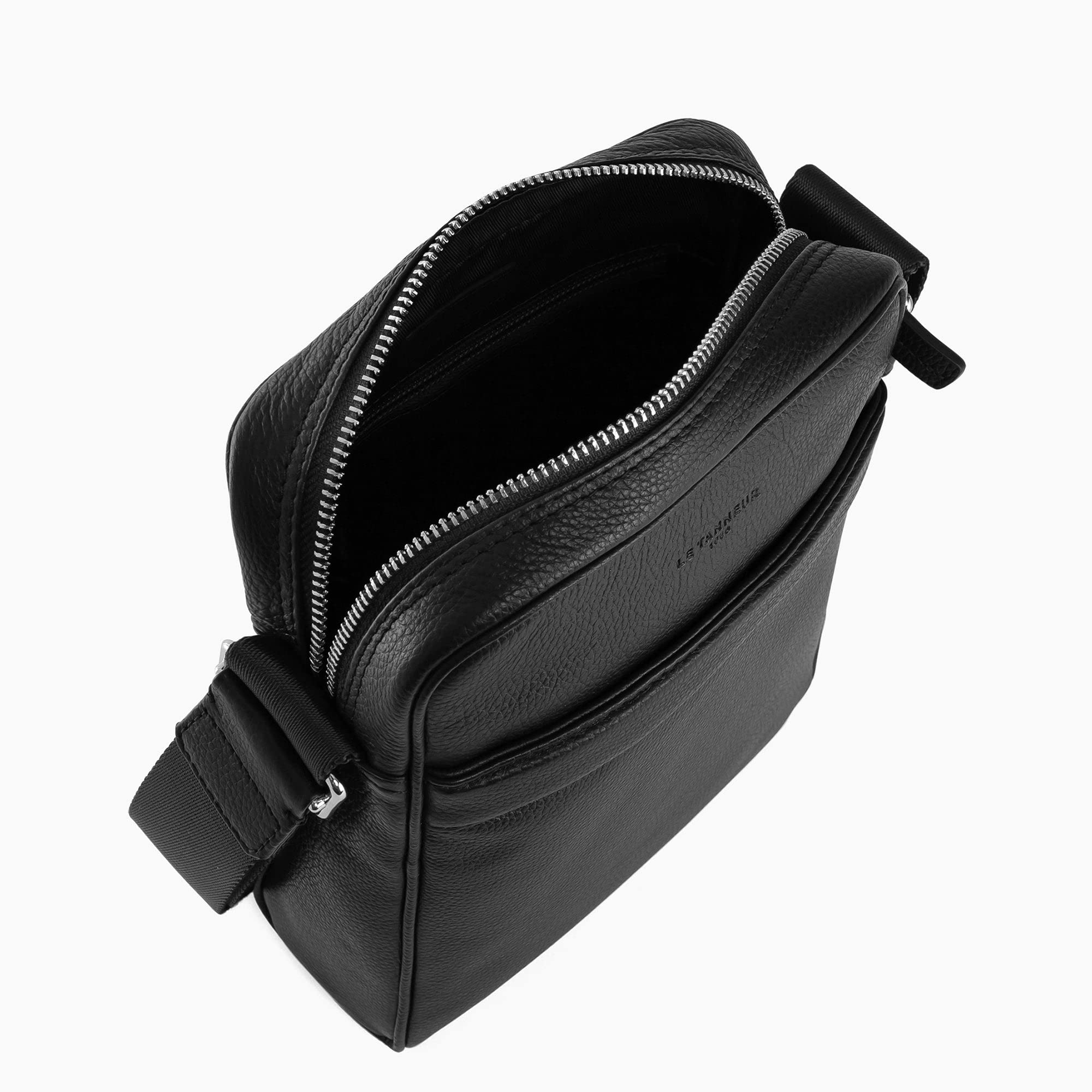 Le Tanneur Charles sacoche cuir homme noire bandoulière