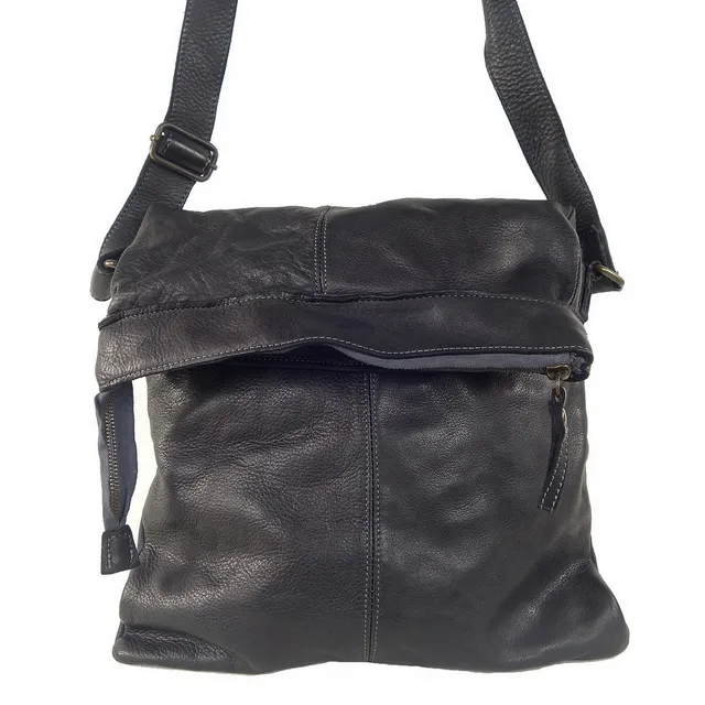 Collection Esprit Cuir MARION sac bandoulière noir cuir