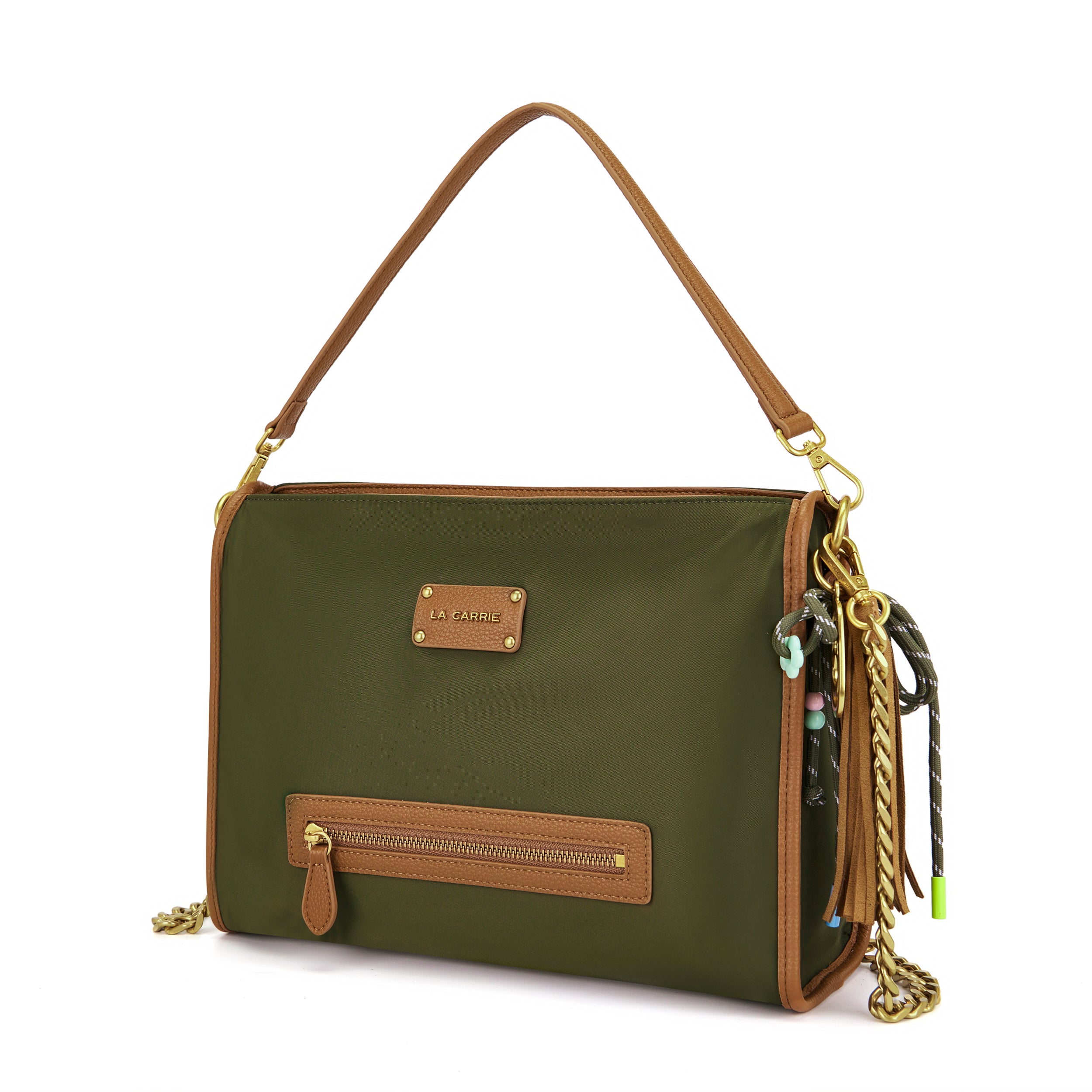 La Carrie Dark Wave sac bandoulière vert nylon 34x23 cm