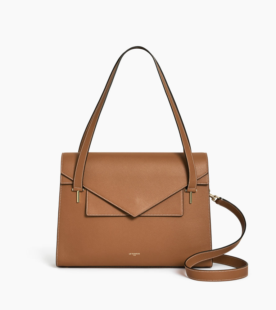 Le Tanneur Emilie porte-documents cuir grainé Brown Tan 13"