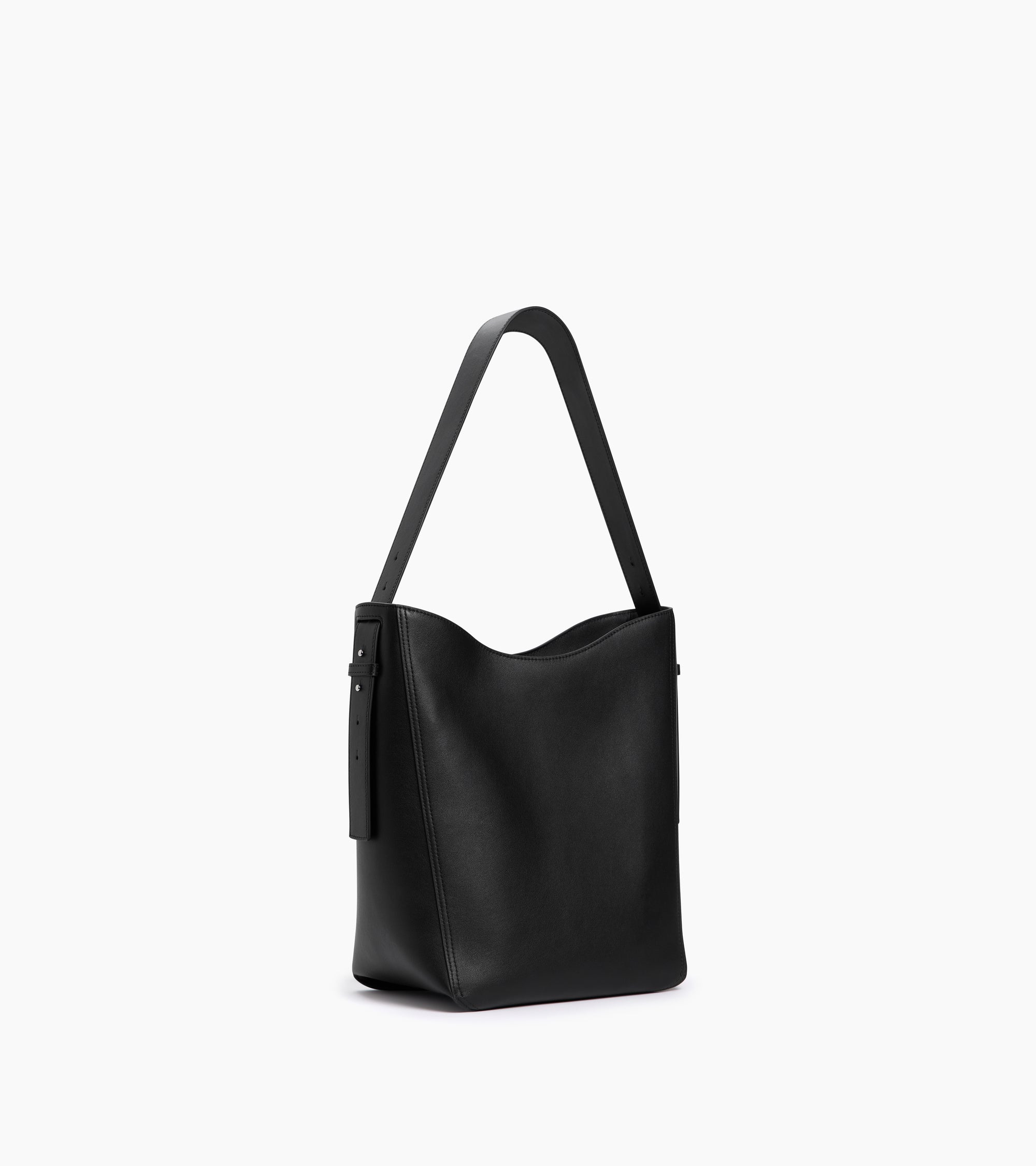 Le Tanneur Céleste sac hobo moyen cuir lisse noir
