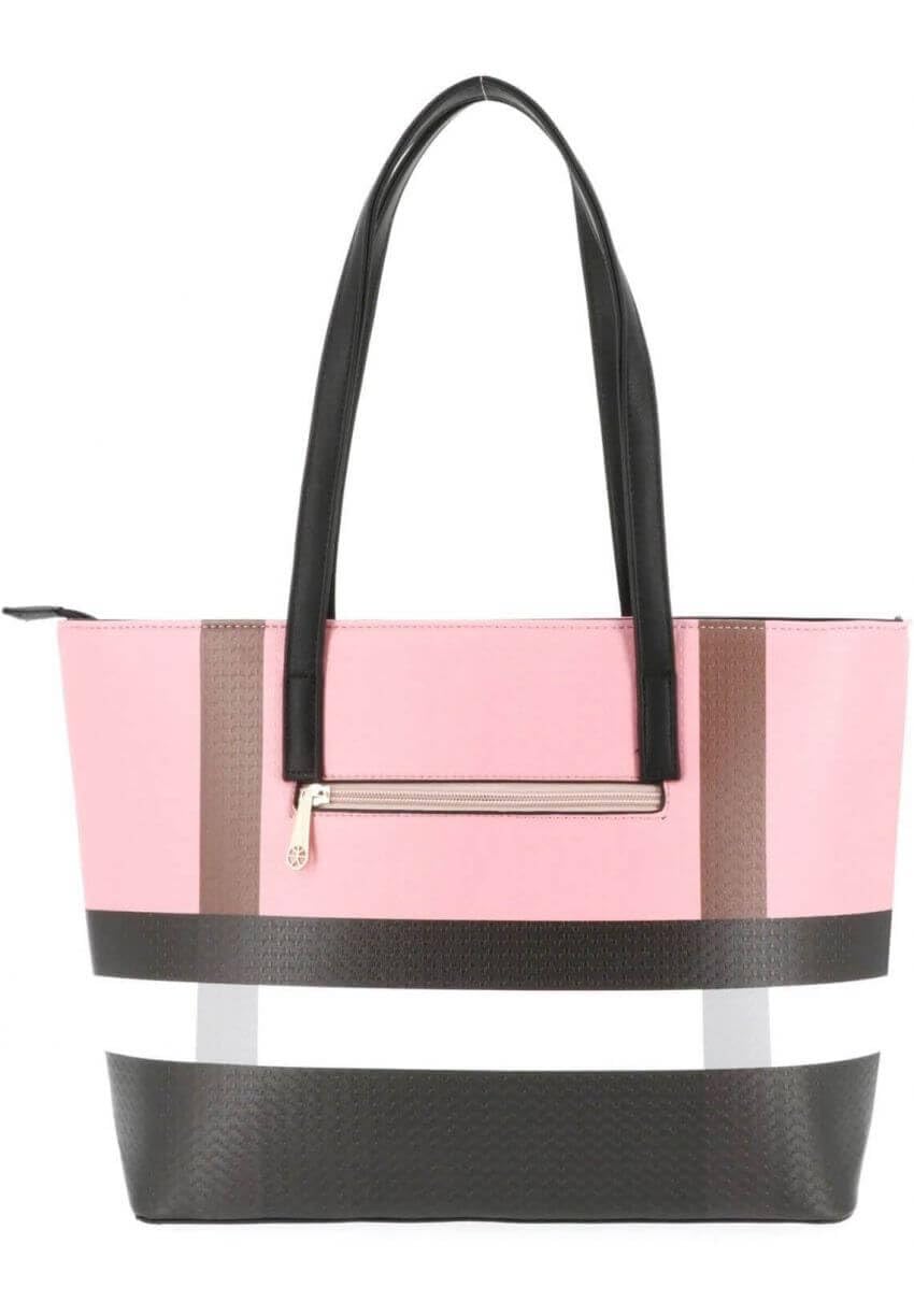 Gallantry Sacs Cabas Tote Bag XL Similicuir Rose Rayures A4