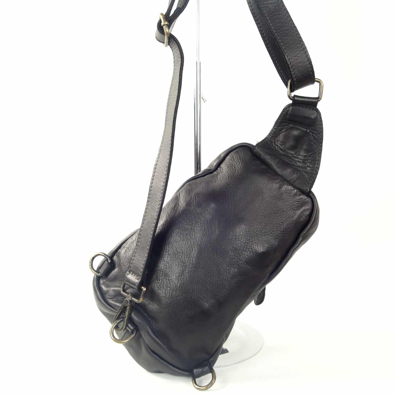 Collection Esprit Cuir ACHILLE sac banane cuir noir holster