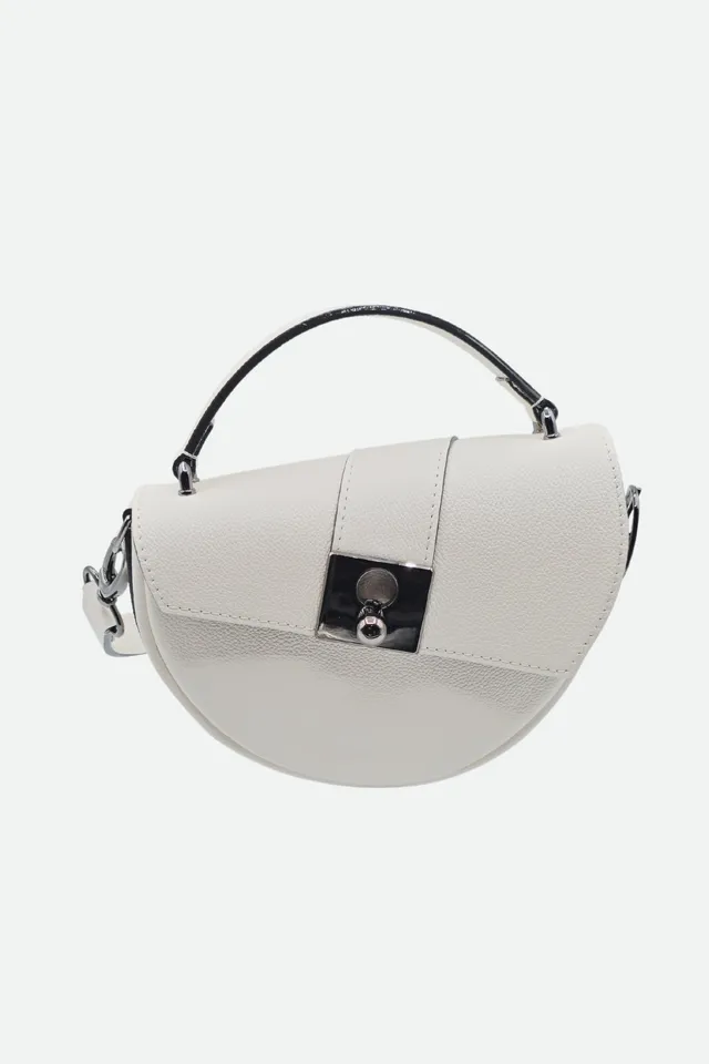 Nodie's Côme sac demi-lune cuir blanc grainé
