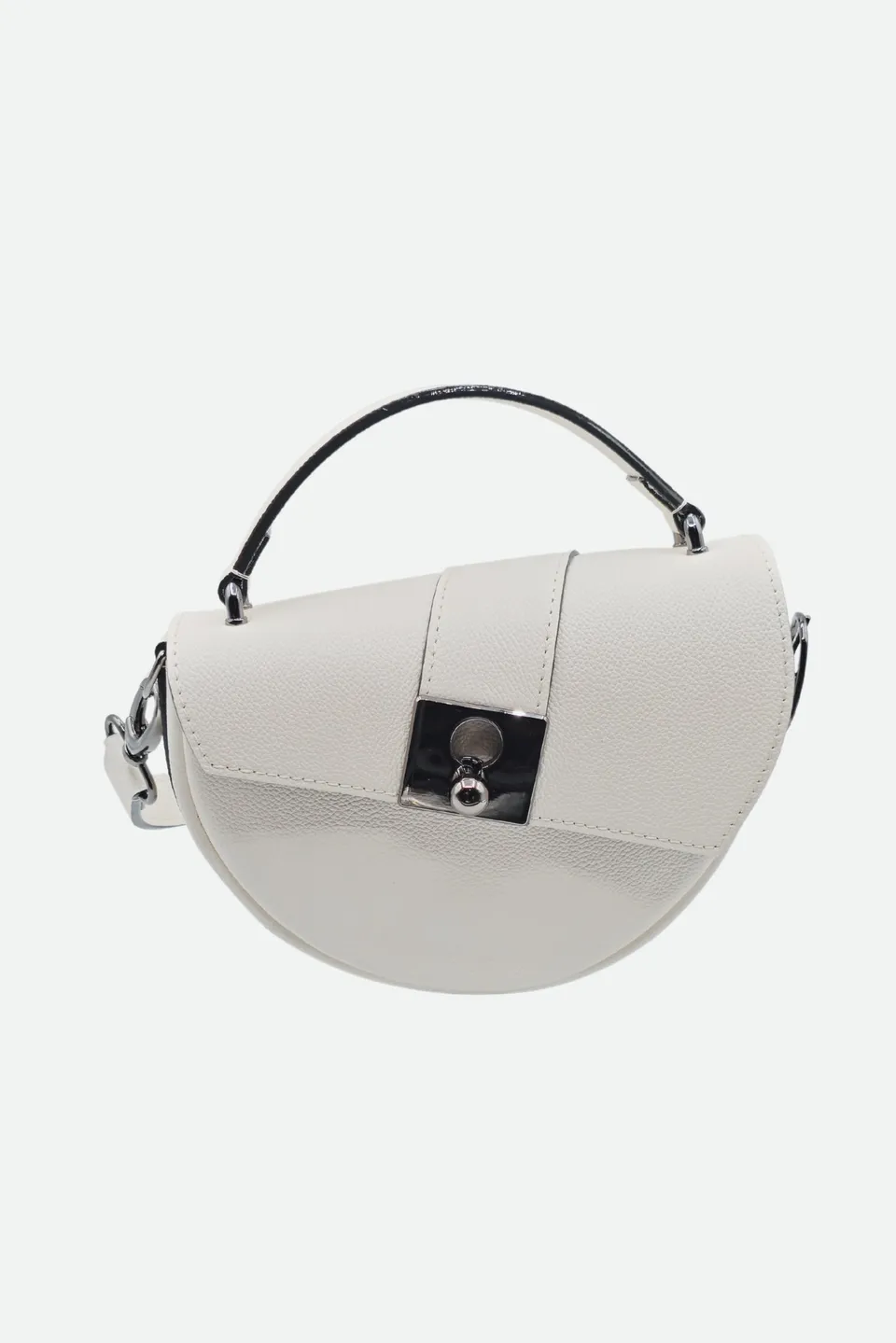 Nodie's Côme sac demi-lune cuir blanc grainé