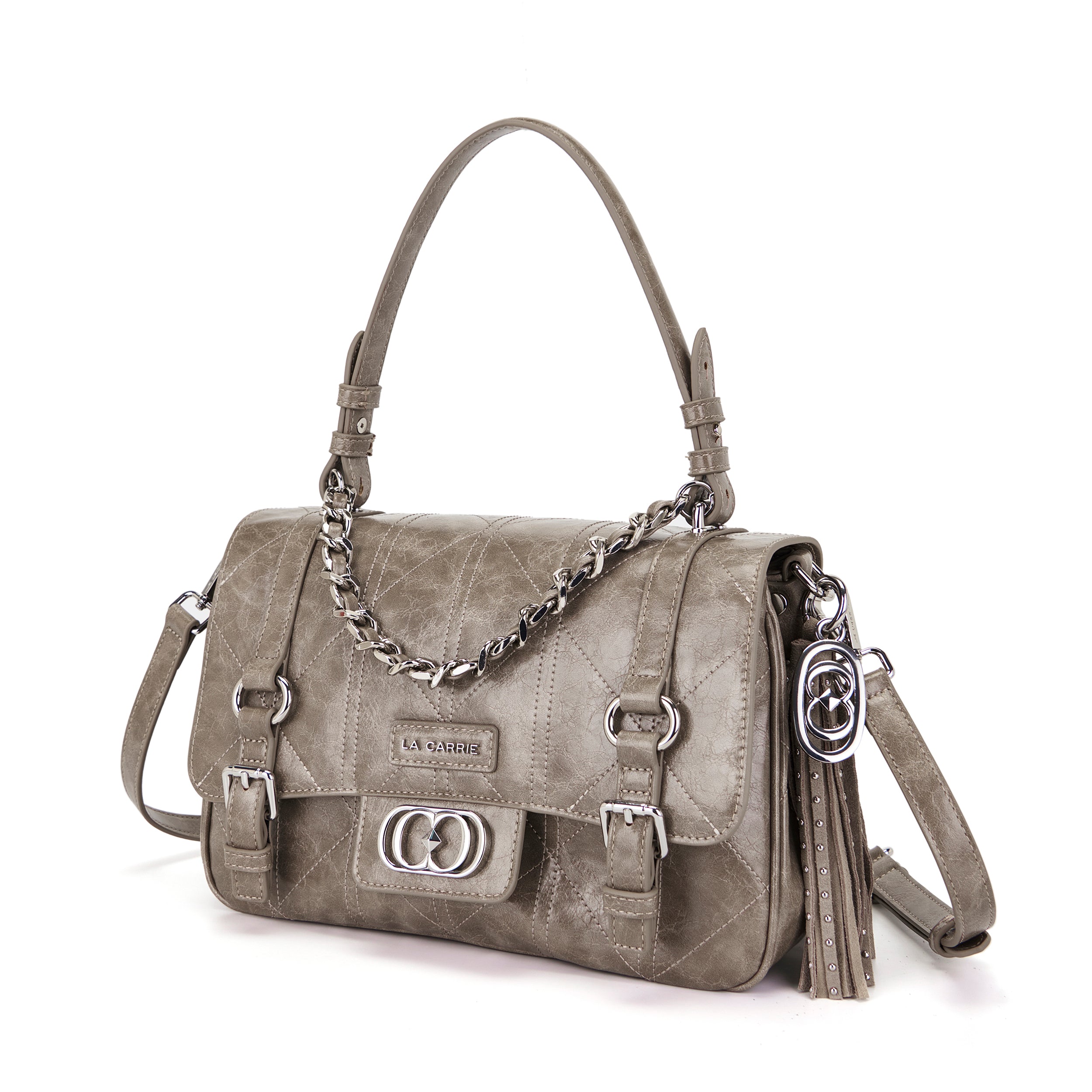 La Carrie Atena Spiderweb sac shopping marron PU