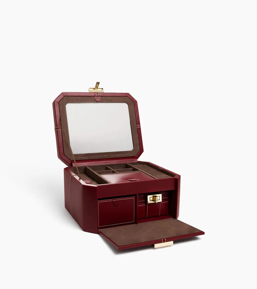 Le Tanneur boîte à bijoux cuir fermoir T grande octogonale