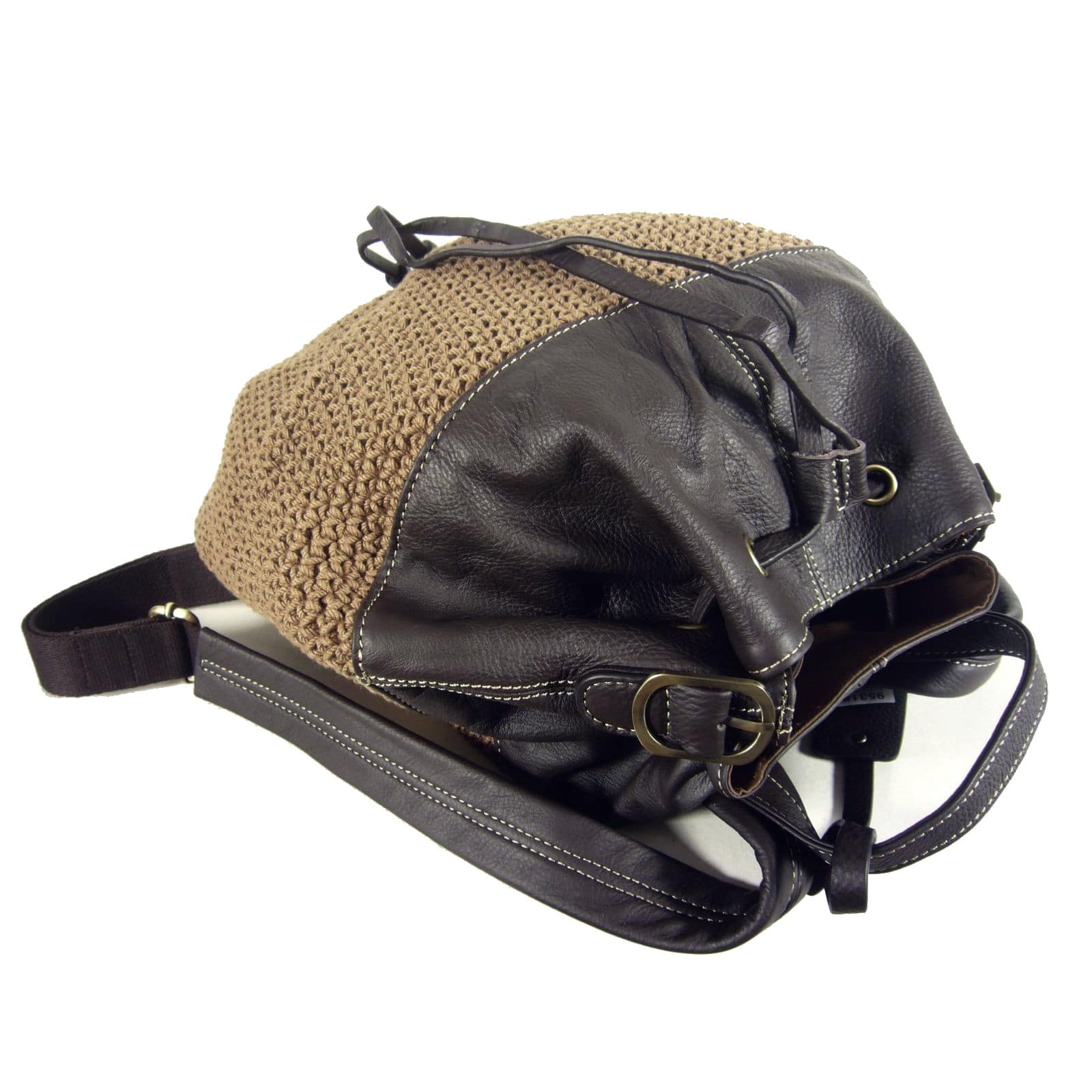 Collection Esprit Cuir MARLIE sac a dos camel maille