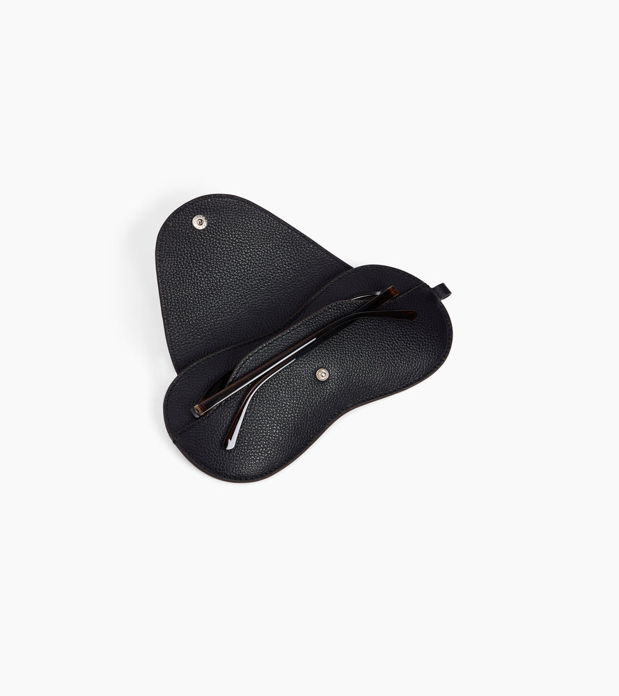 Le Tanneur Étui à lunettes cuir grainé noir charms pression