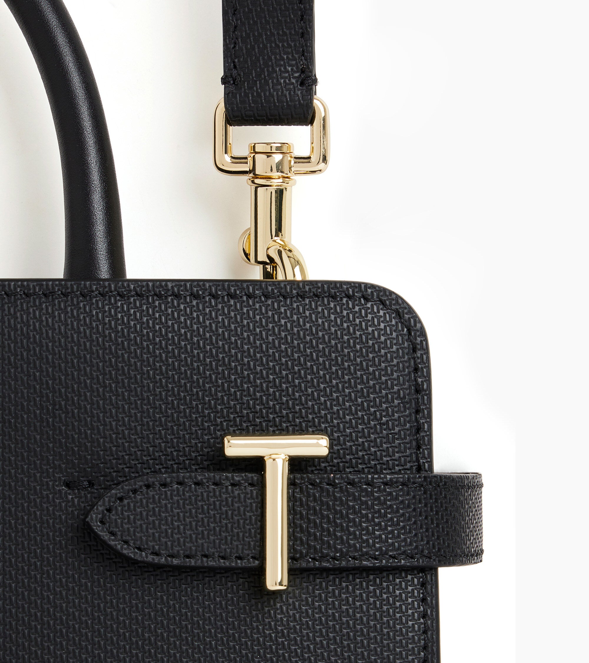 Le Tanneur Emilie sac cuir signature T moyen Black