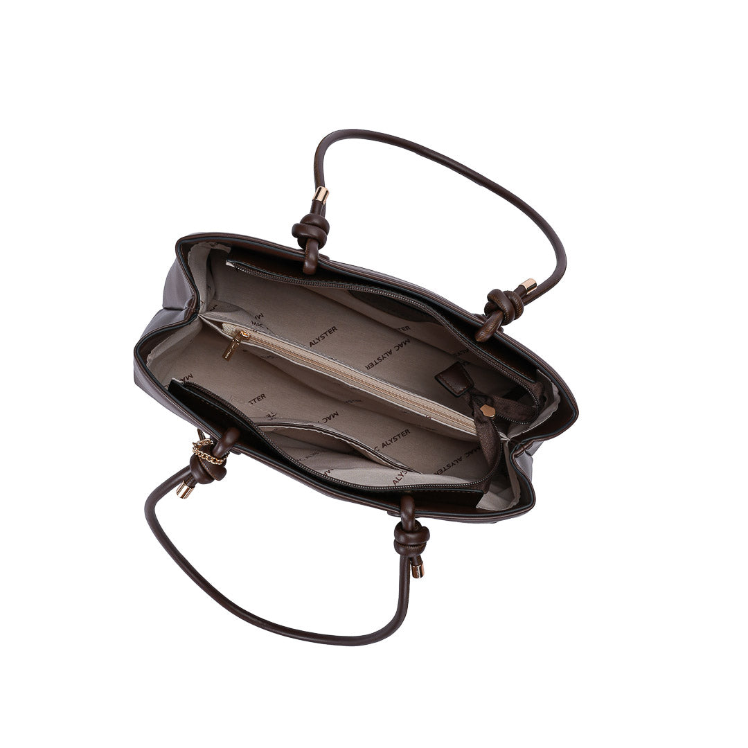 MAC ALYSTER MANDORA sac shopping allongé chocolat pailleté
