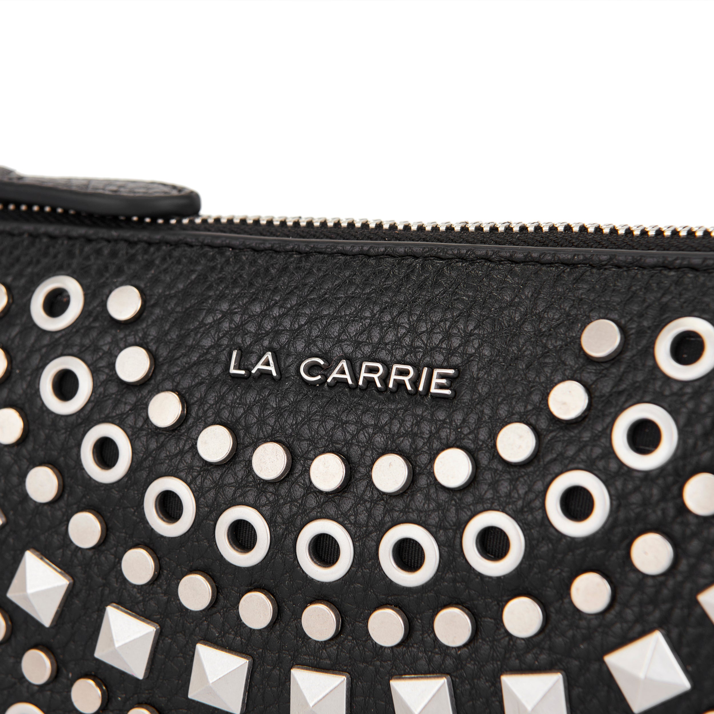 La Carrie Bag Solid portefeuille noir clouté 25x3x13cm