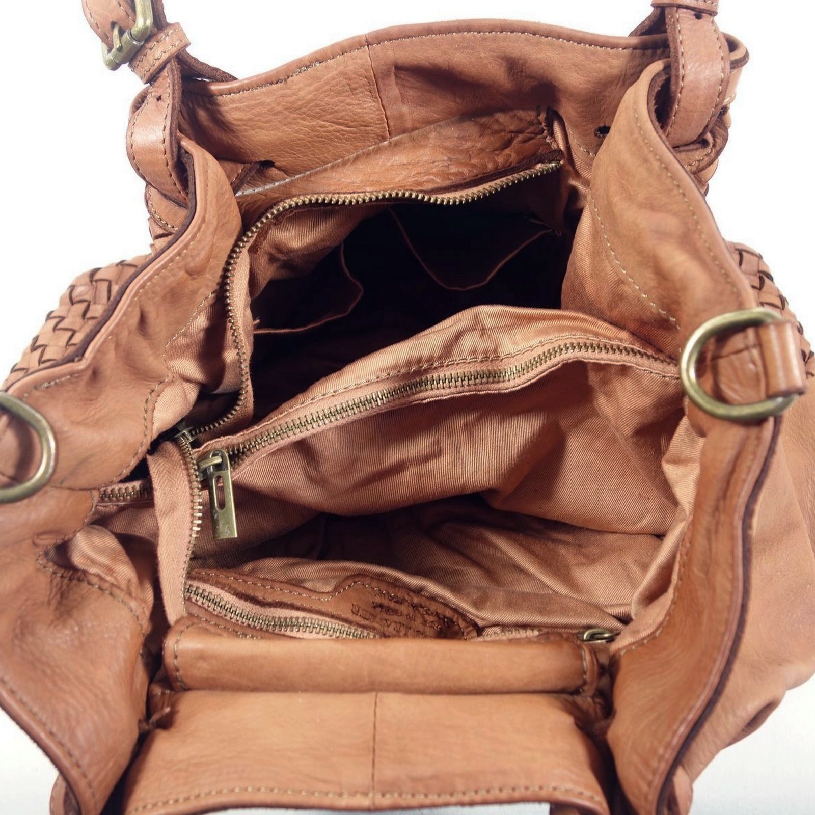 Collection Esprit Cuir Grand sac à main Sveva sac cuir tressé camel