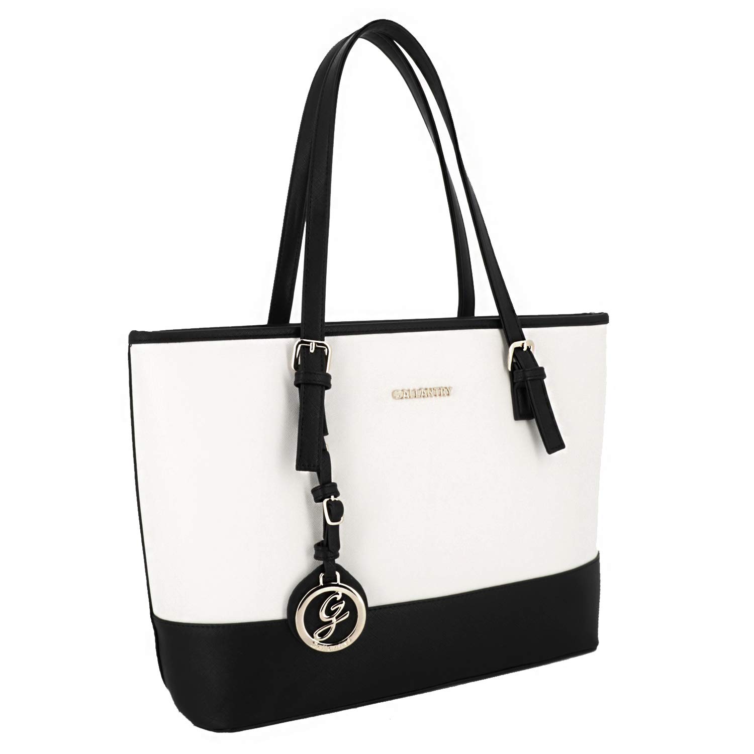 Gallantry Cabas Tote Bag XL A4 blanc noir rayé 45 cm