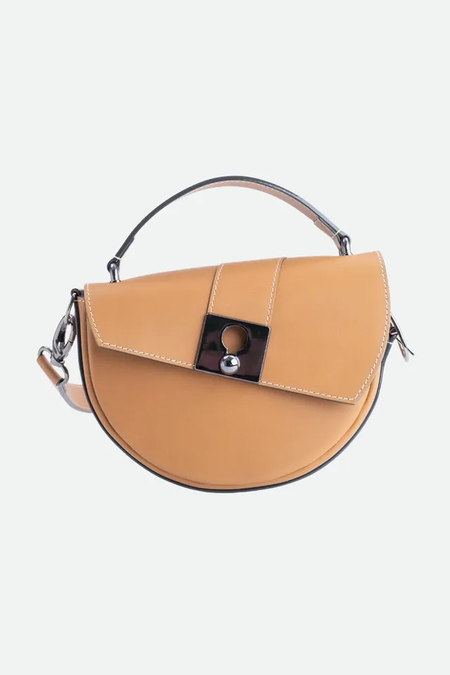 Nodie's Côme sac demi-lune cuir camel lisse