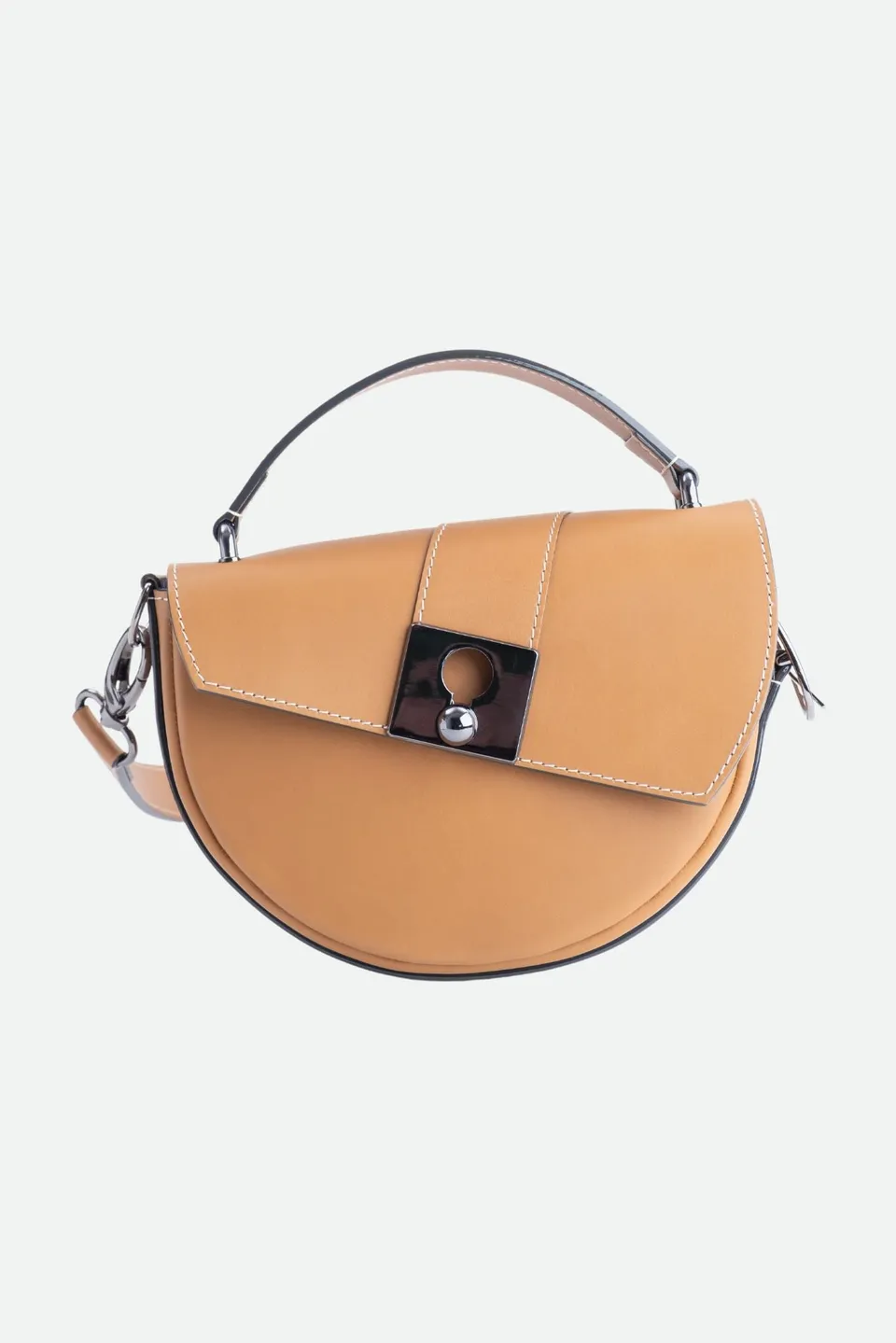 Nodie's Côme sac demi-lune cuir camel lisse