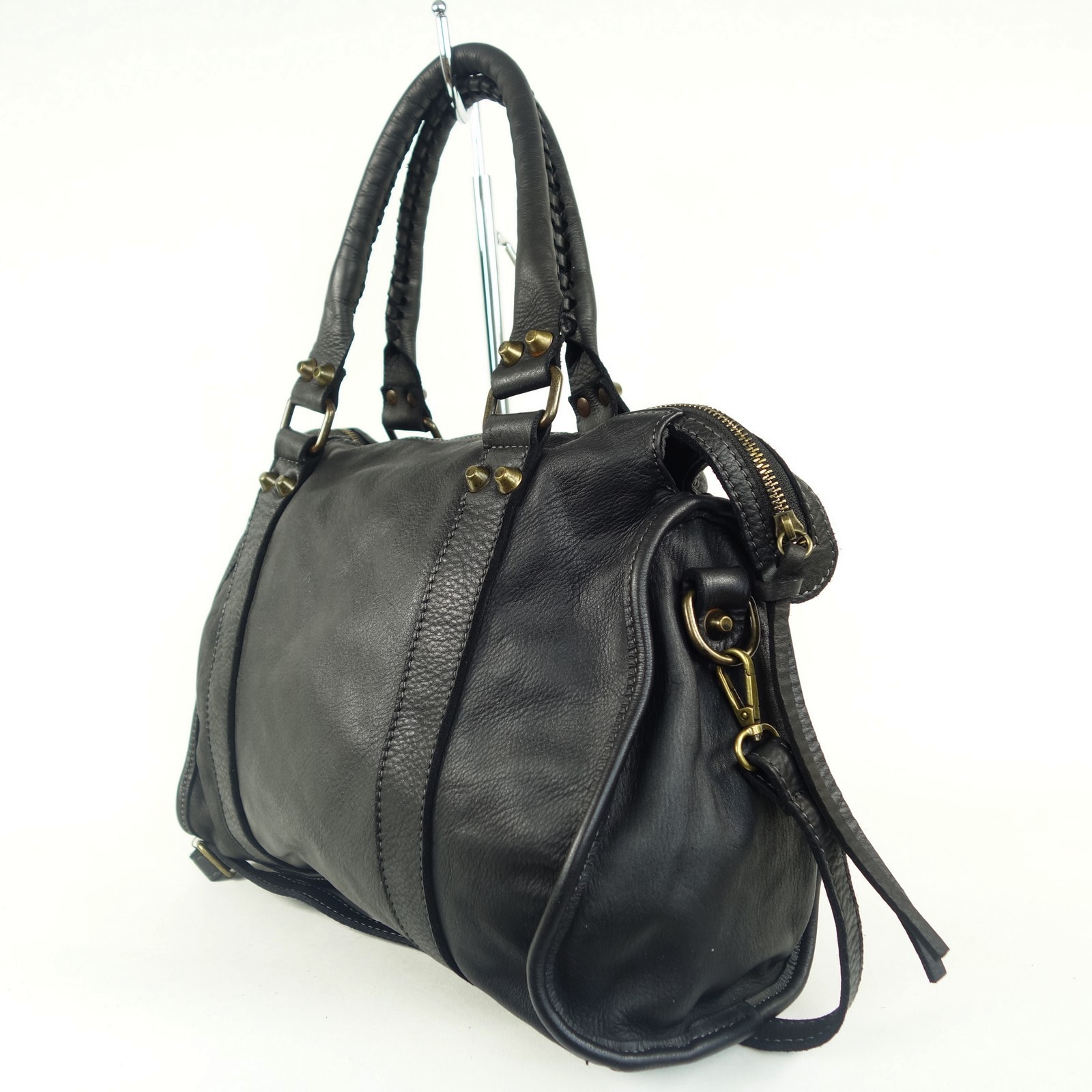 Collection Esprit Cuir LOLA sac epaule cuir noir lave