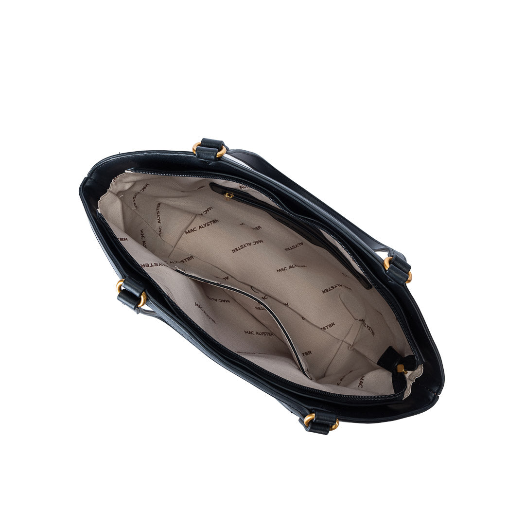 Mac Alyster Regard sac cabas noir toile grand format