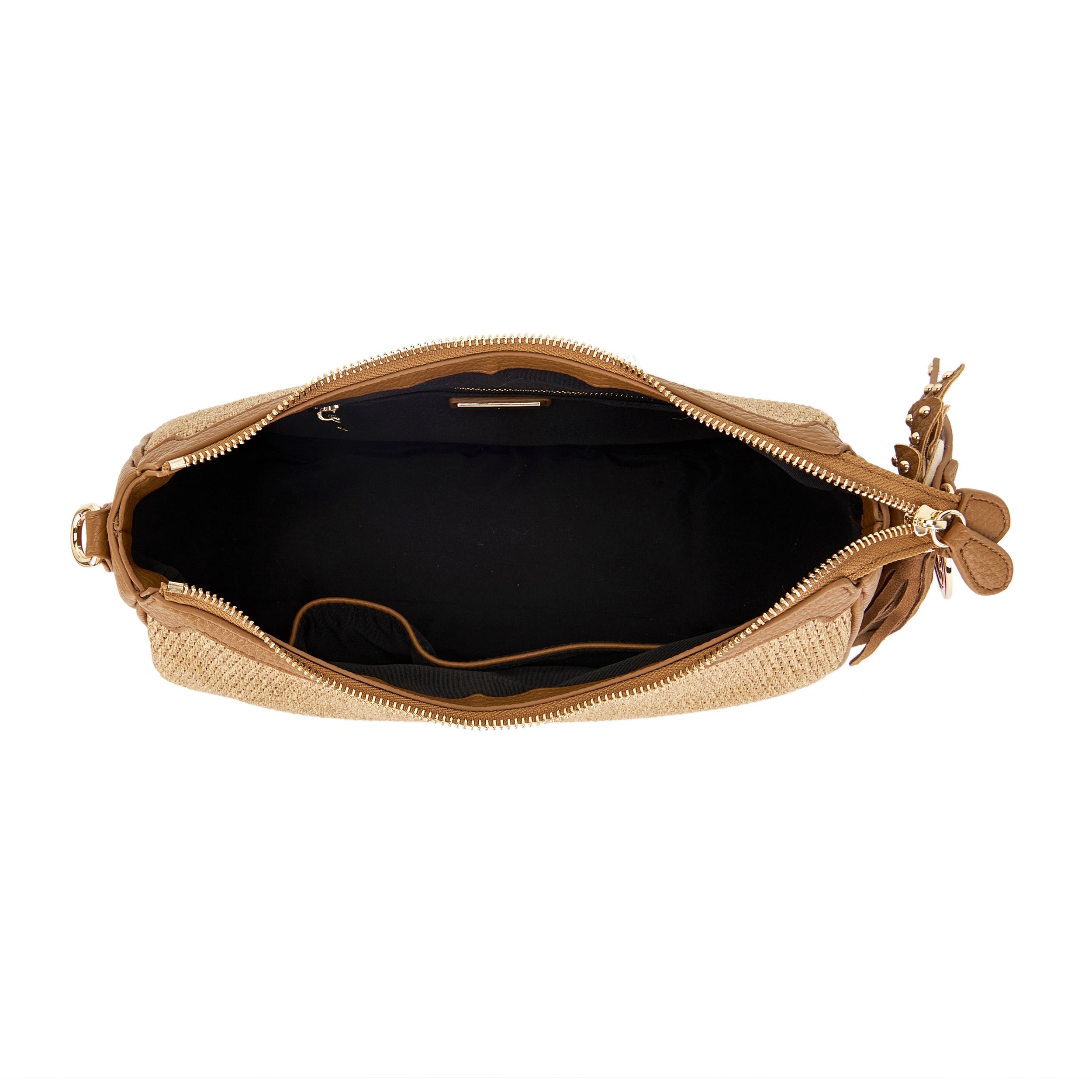 La Carrie La Plage sac épaule cuoio raphia 32 cm