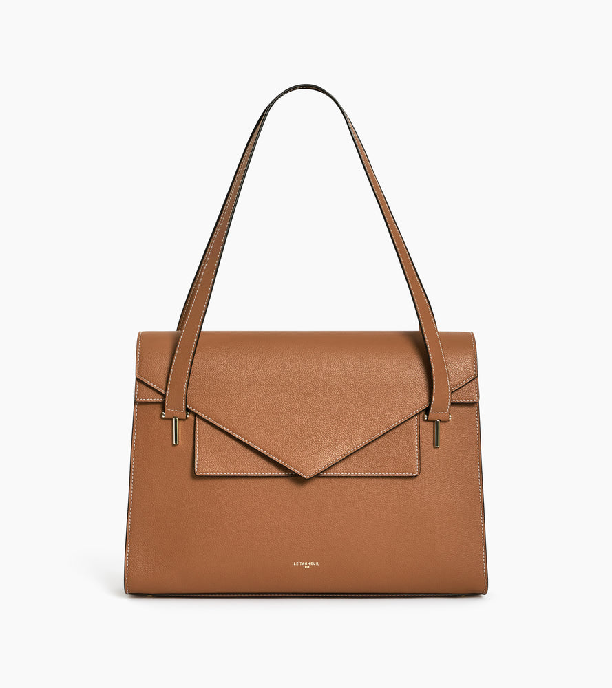 Le Tanneur Emilie porte-documents cuir grainé Brown Tan 13"