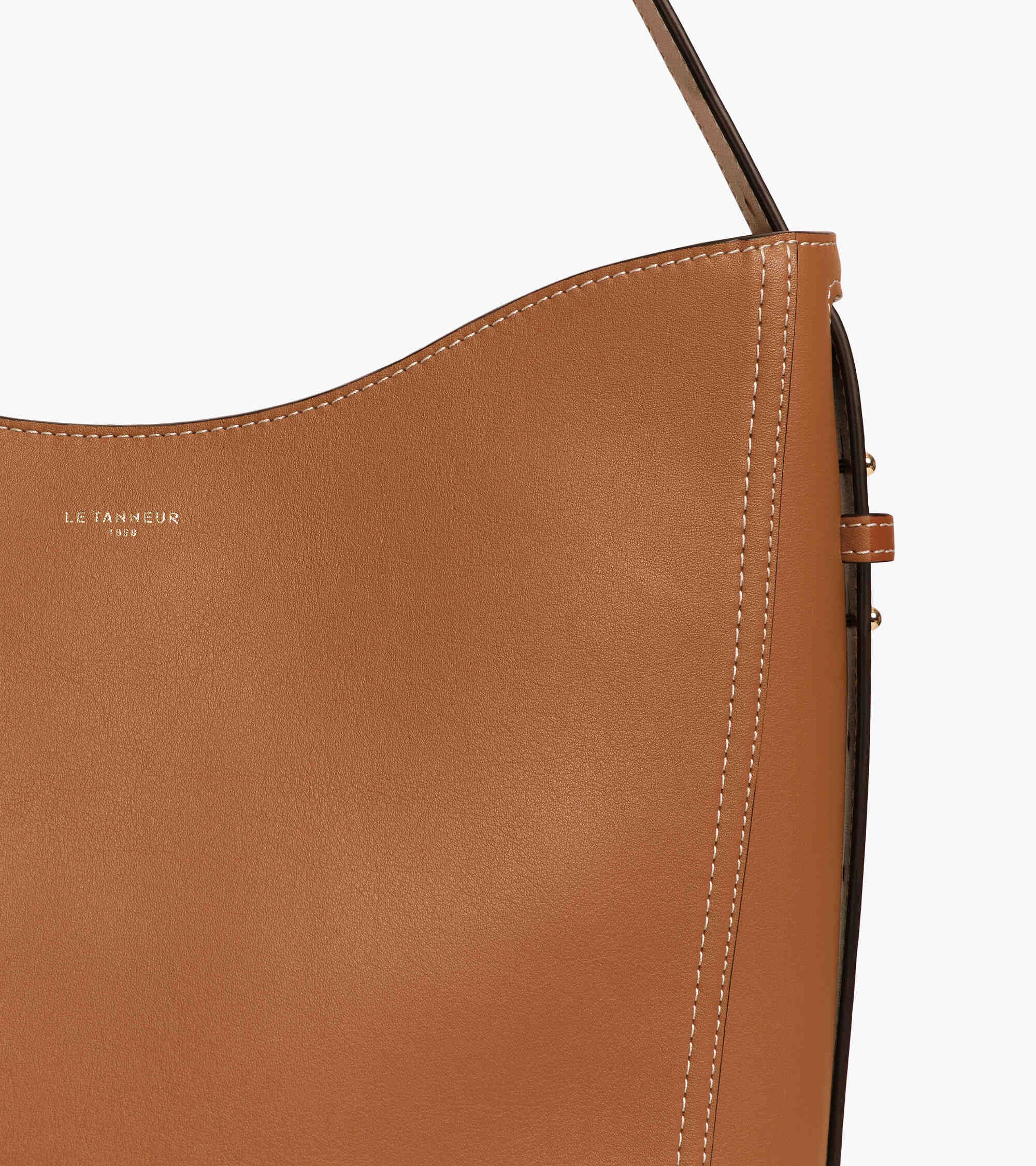 Le Tanneur Céleste Sac Hobo Moyen Cuir Lisse Tan Brown