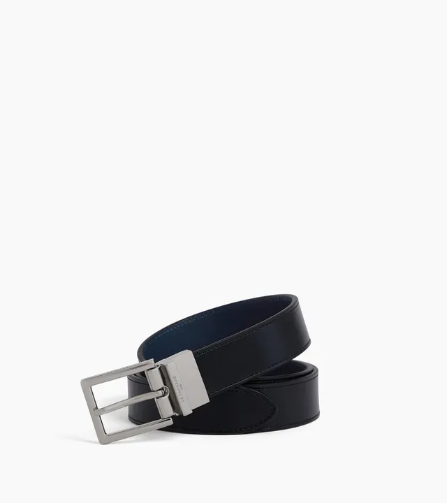 Le Tanneur Ceinture Homme Cuir Grainé 30mm Argent Réversible