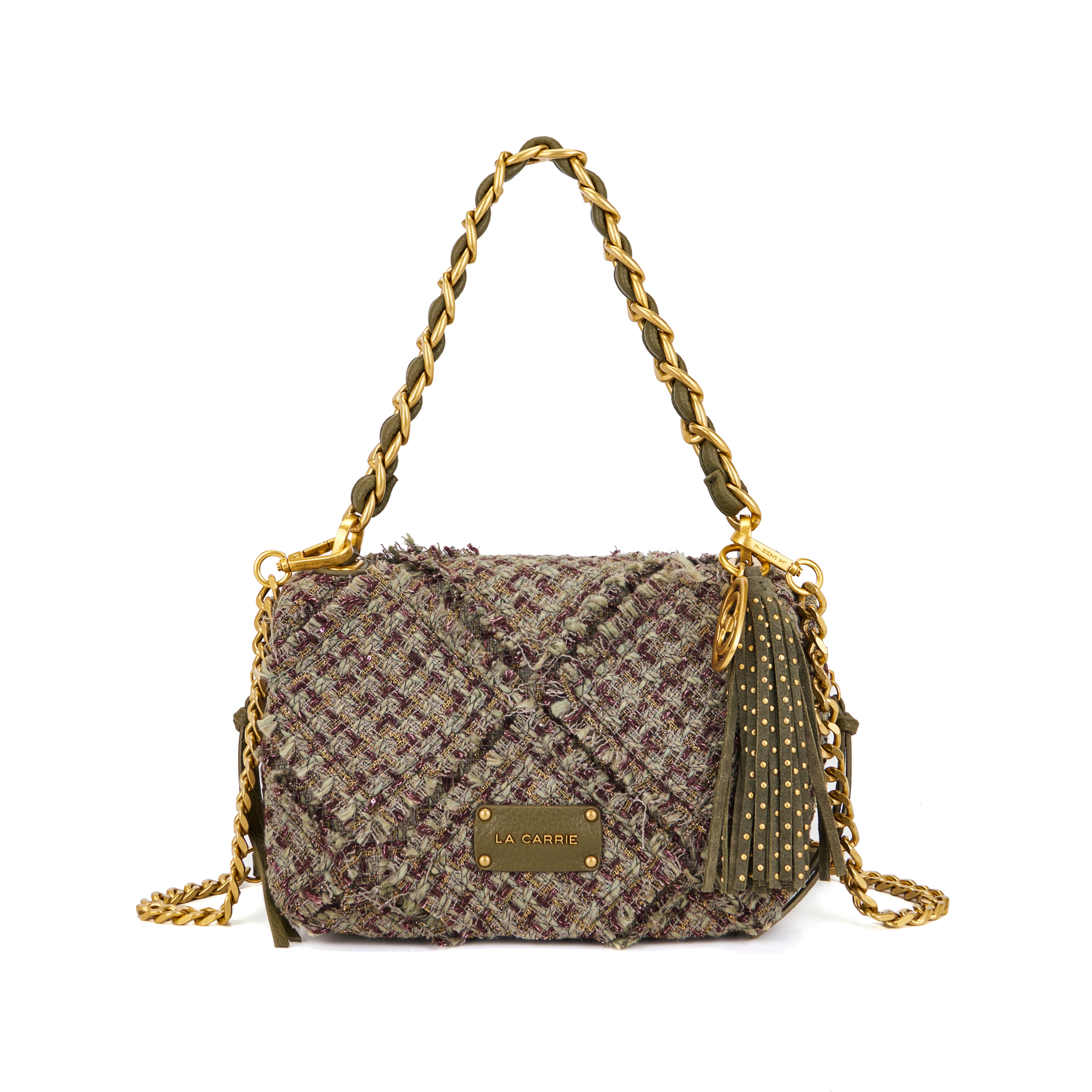 La Carrie Cross Isabel sac bandoulière vert bouclé 32 cm