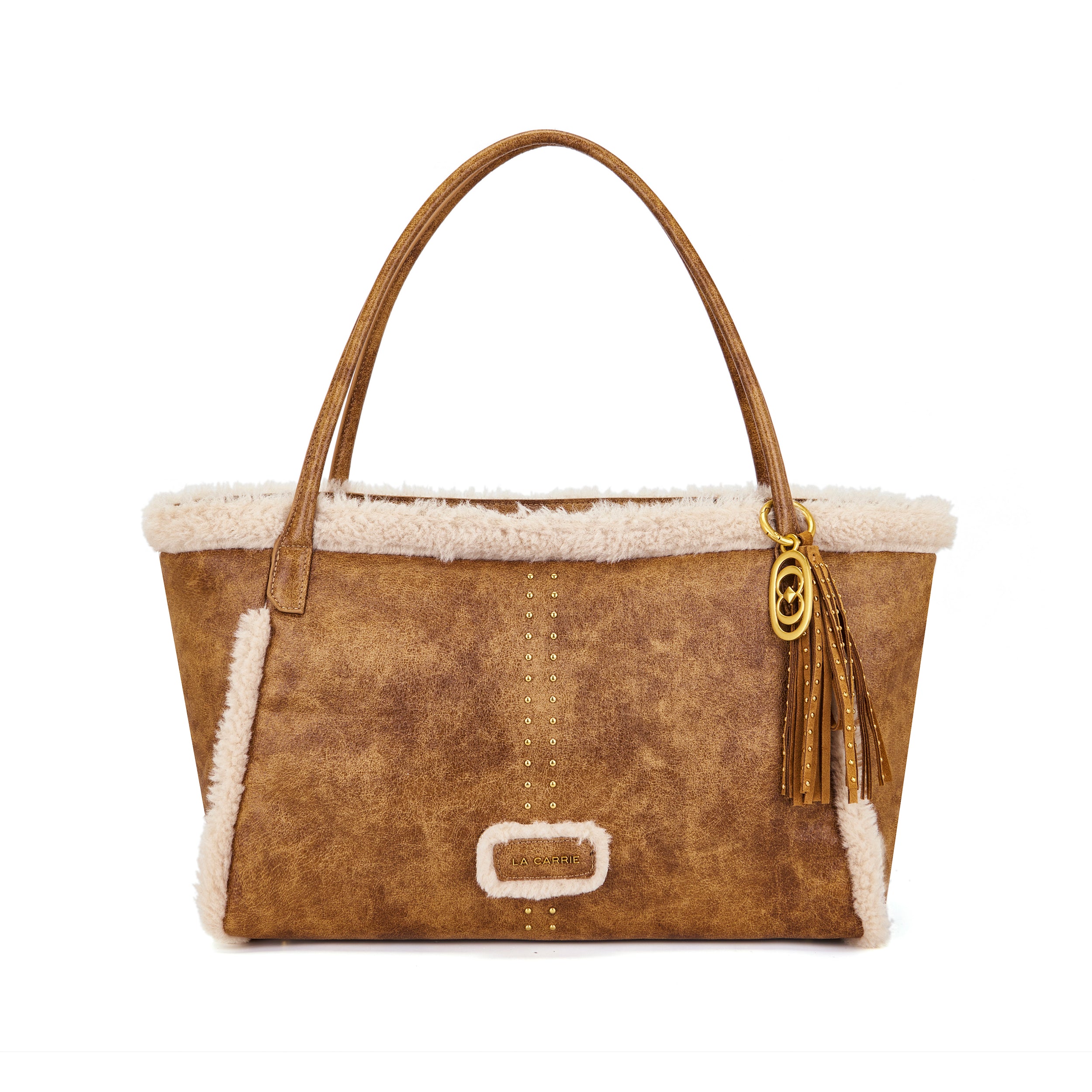 La Carrie Warmtouch sac shopping cuoio eco-mouton 46x14x25cm