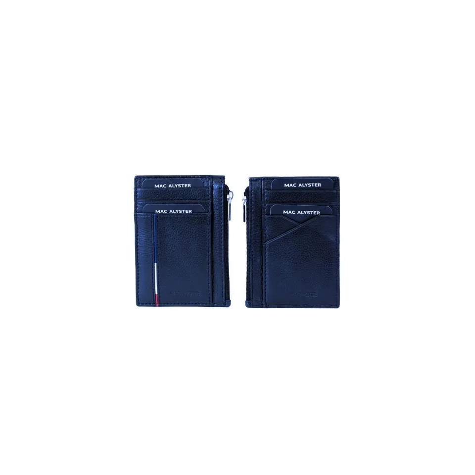 MAC ALYSTER Fleuron porte-cartes 4CC marine monnaie zippée