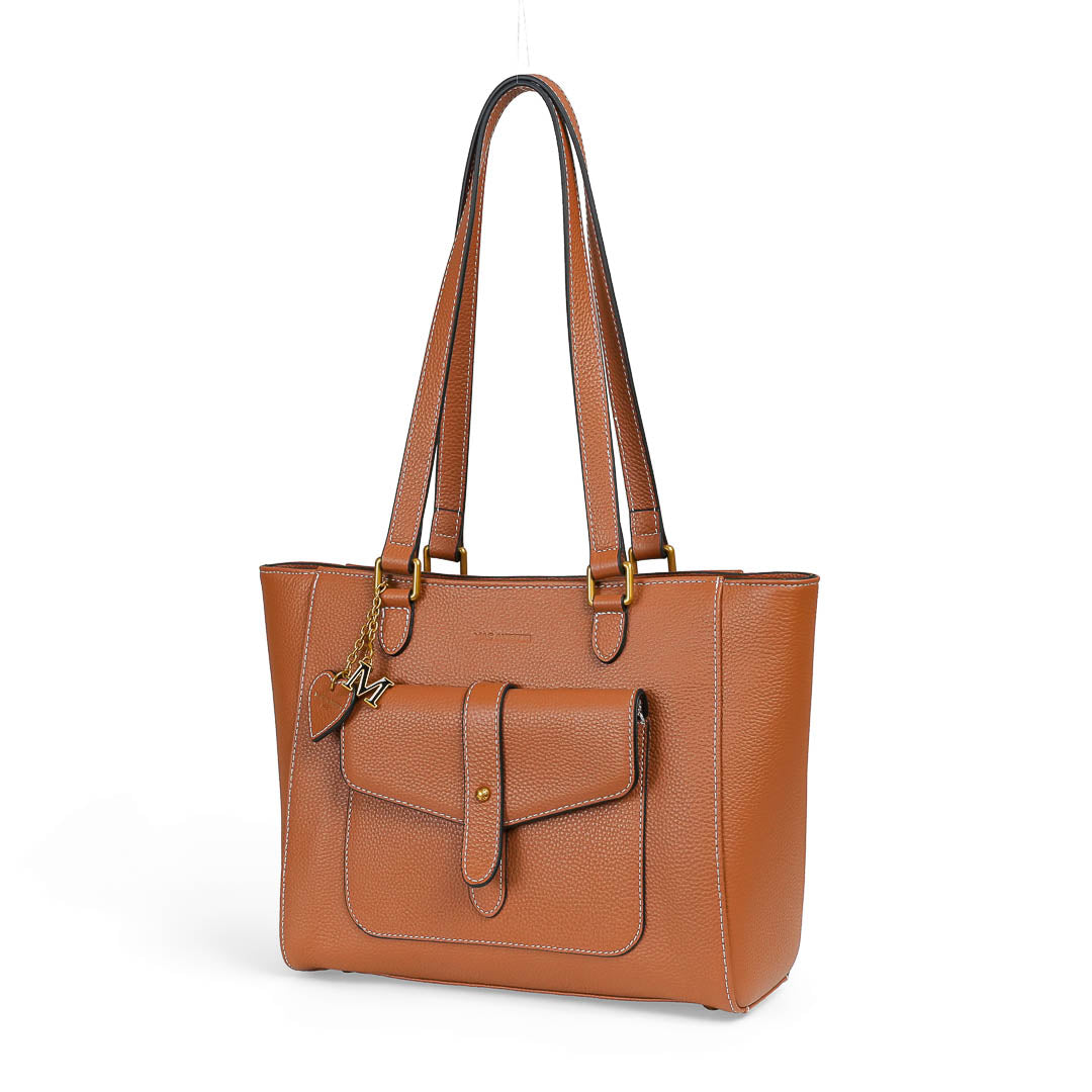 MAC ALYSTER Odalia grand sac cabas cuir marron cognac