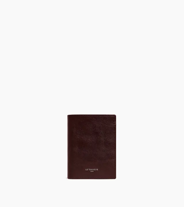 Le Tanneur Lucien portefeuille cuir huilé rouge vertical