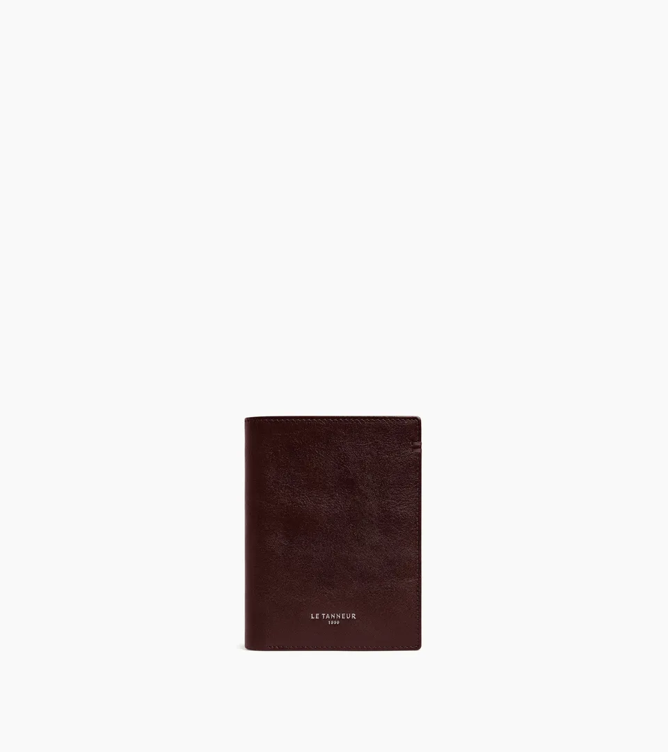 Le Tanneur Lucien portefeuille cuir huilé rouge vertical