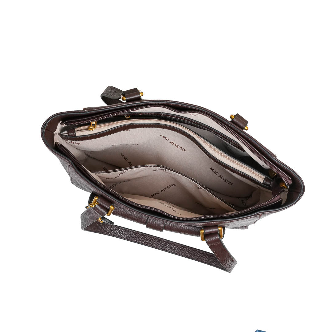 MAC ALYSTER Odalia grand sac cabas cuir marron cognac