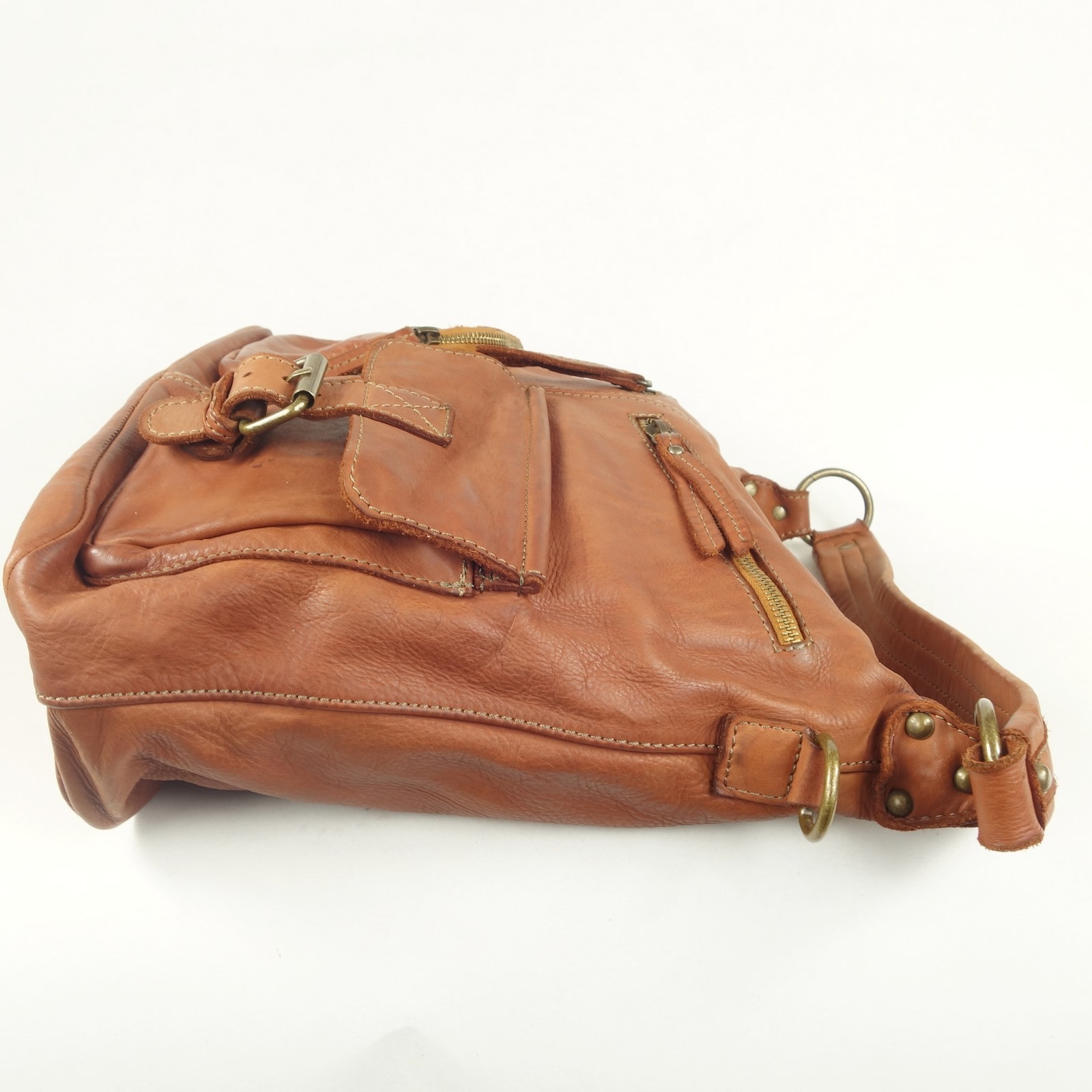 Collection Esprit Cuir Stella sac épaule cuir cognac vintage