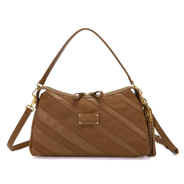 La Carrie Stripes sac épaule marron 34x12x20 cm rayures