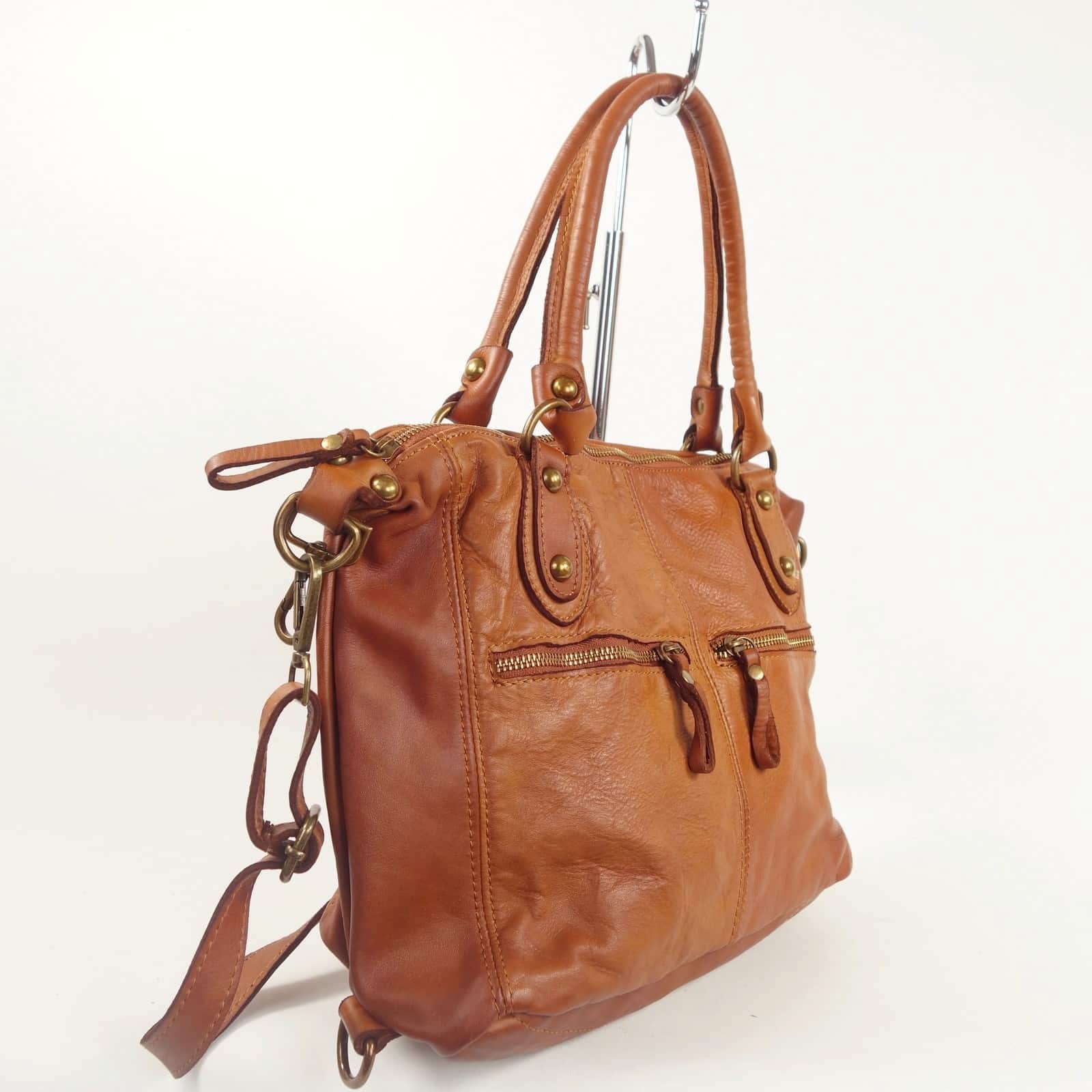 Collection Esprit Cuir ANGELA sac épaule cuir naturel A4
