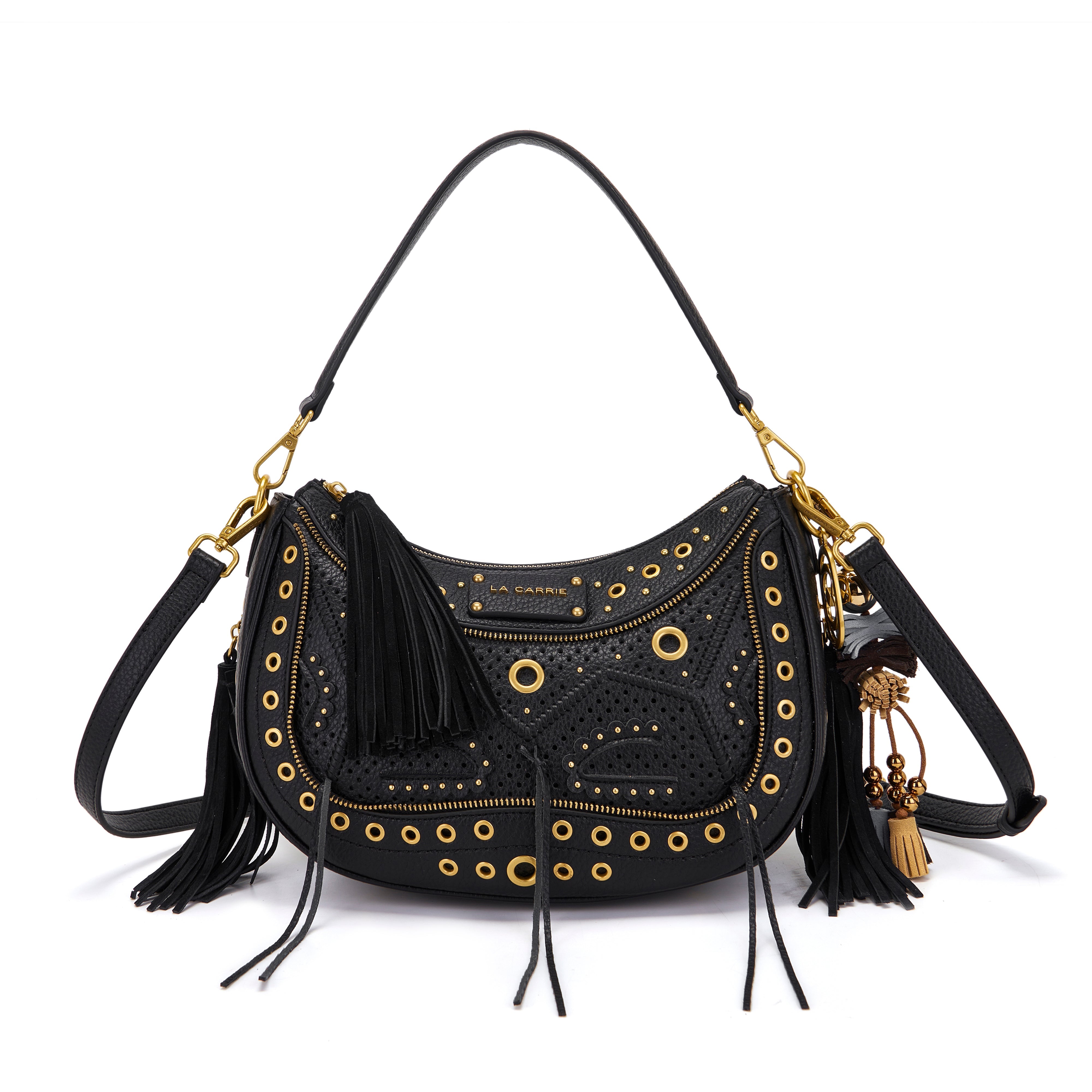 La Carrie Jungle sac bandoulière noir 32 cm effet cuir