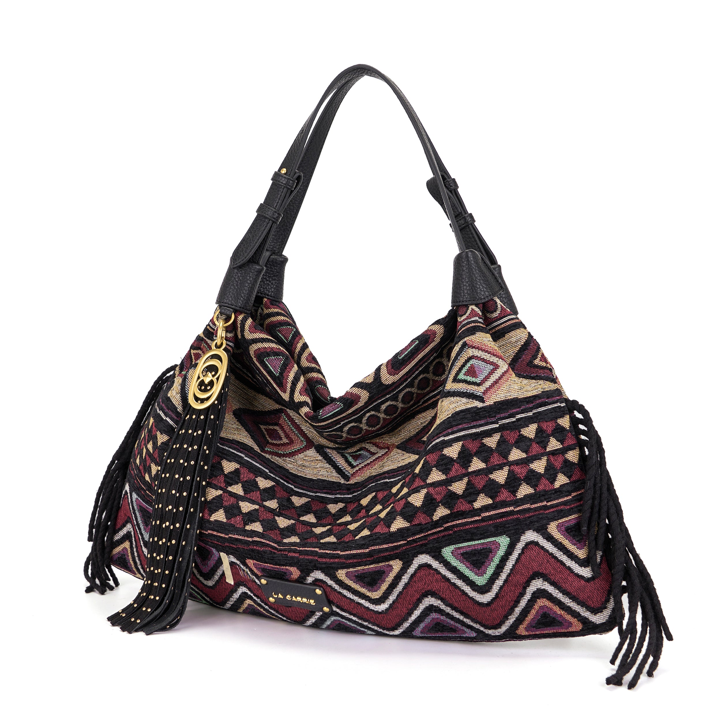 La Carrie Kerala sac shopping toile noire motifs