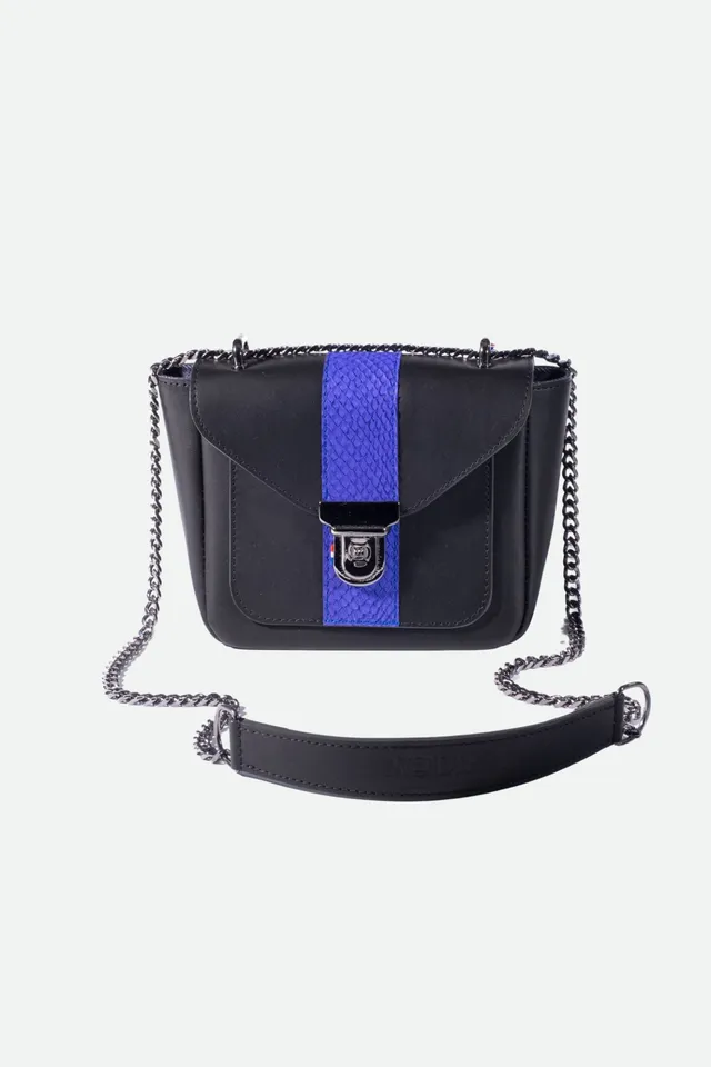 Nodie's Isaac mini sac bandoulière cuir noir lisse poisson