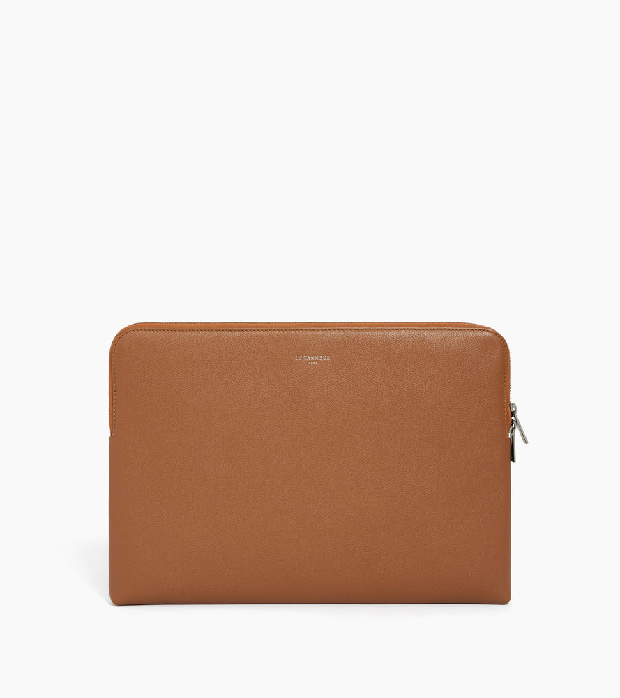 Le Tanneur pochette ordinateur 14" cuir grainé Brown Tan